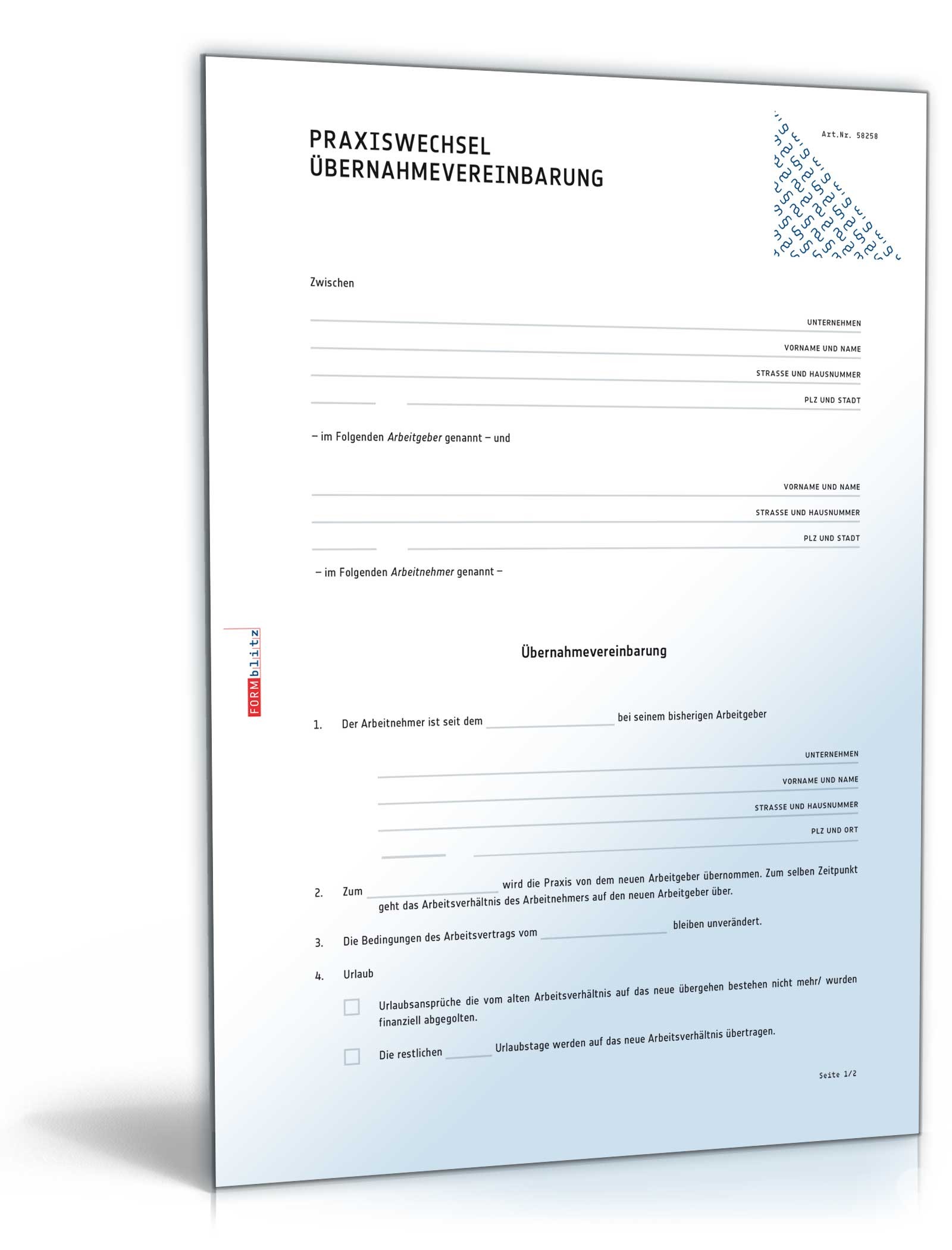 Übernahmevereinbarung bei Praxiswechsel PDF