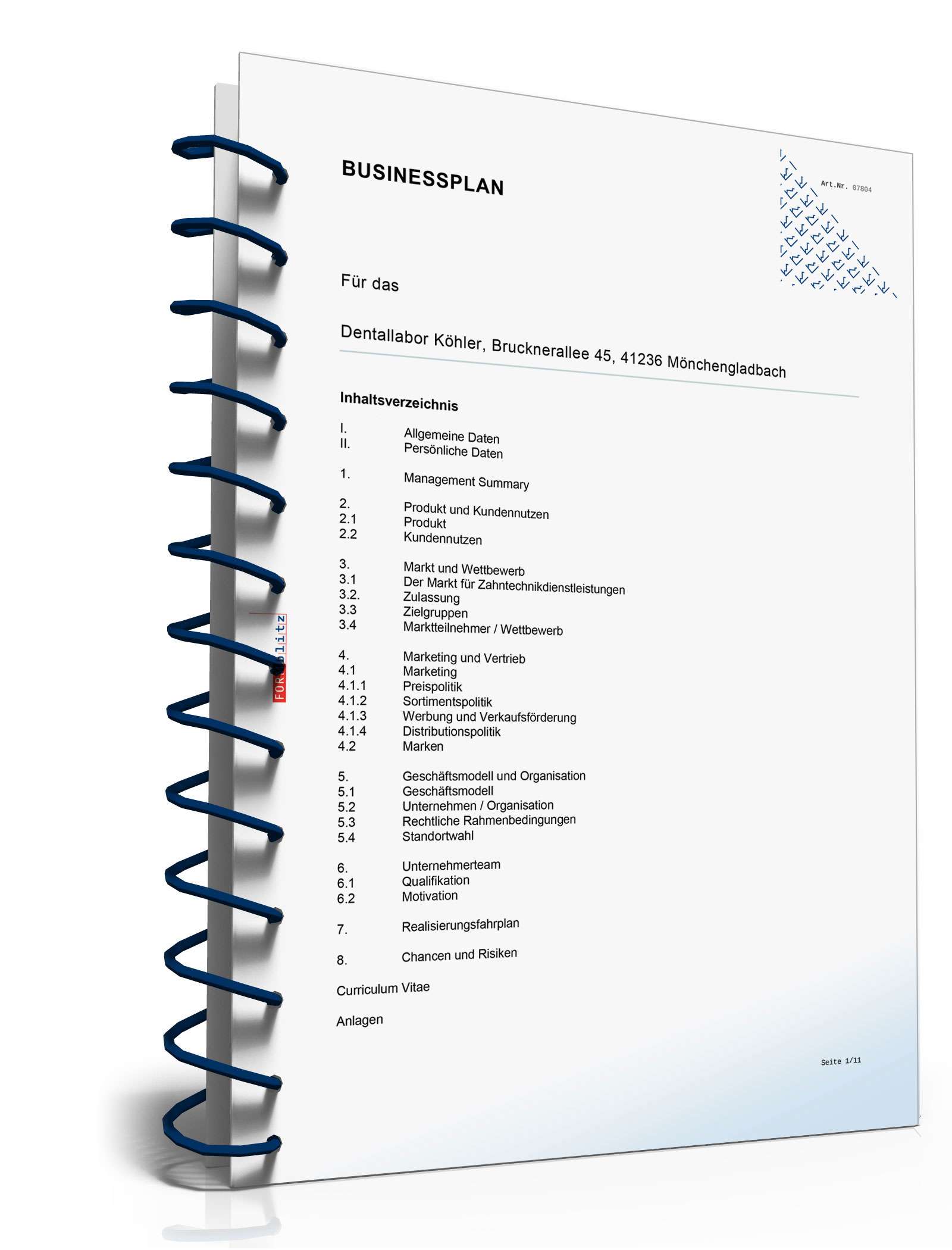 Businessplan Dentallabor Excel. Seite: 4