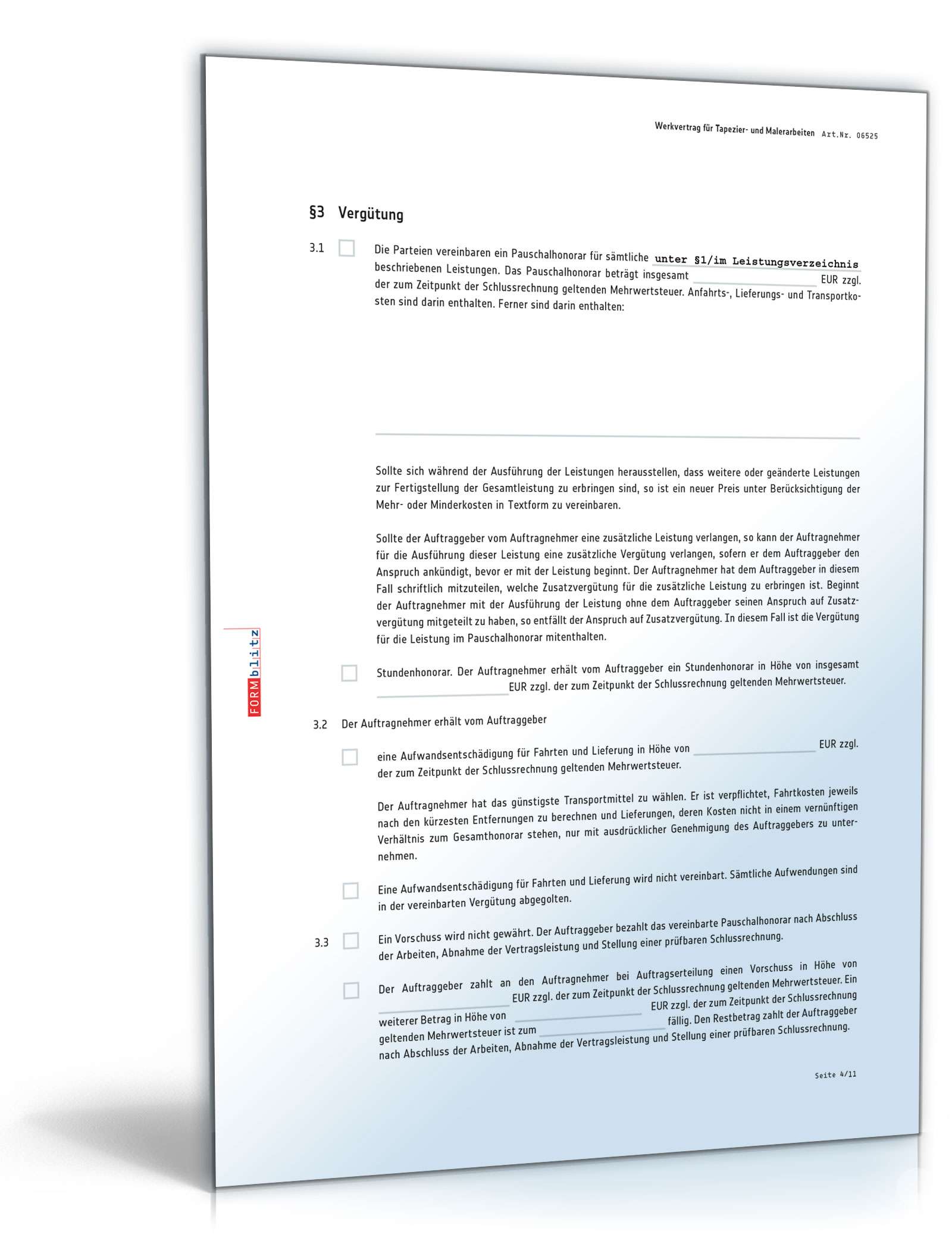 Werkvertrag Tapezier- und Malerarbeiten PDF. Seite: 4