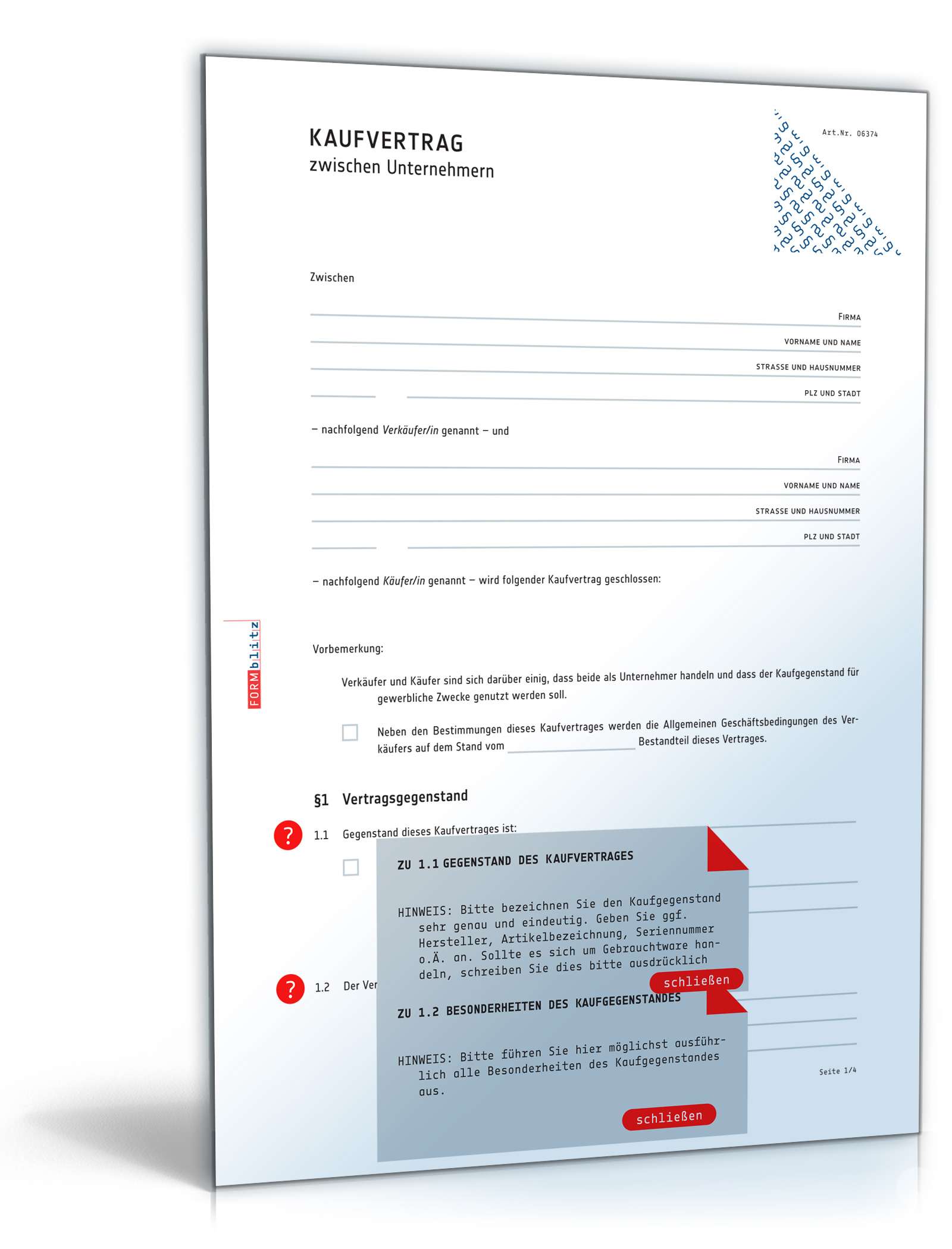 Kaufvertrag zwischen Unternehmern PDF