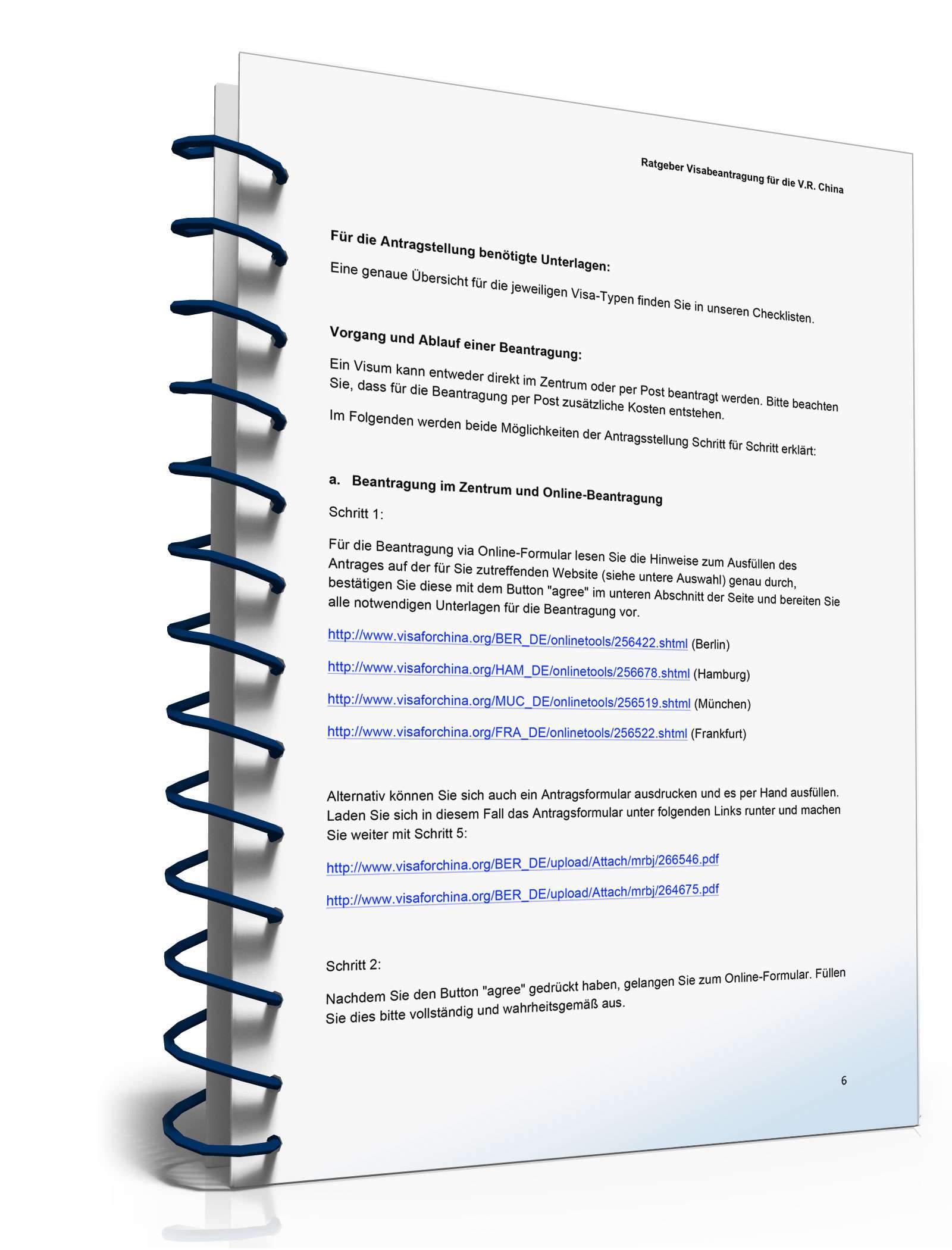 Ratgeber Beantragung Visum China PDF. Seite: 7