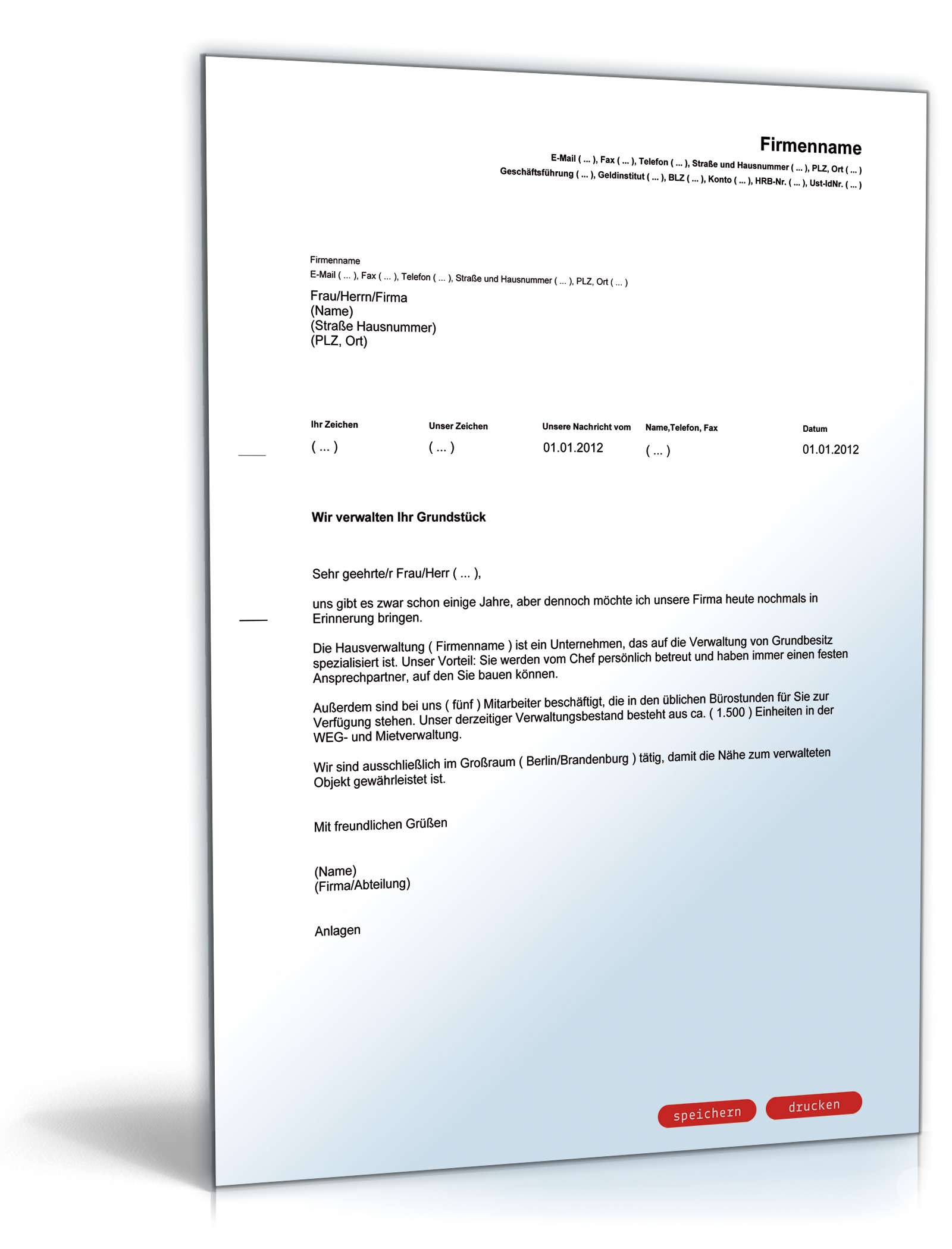 Werbebrief für eine Hausverwaltung PDF