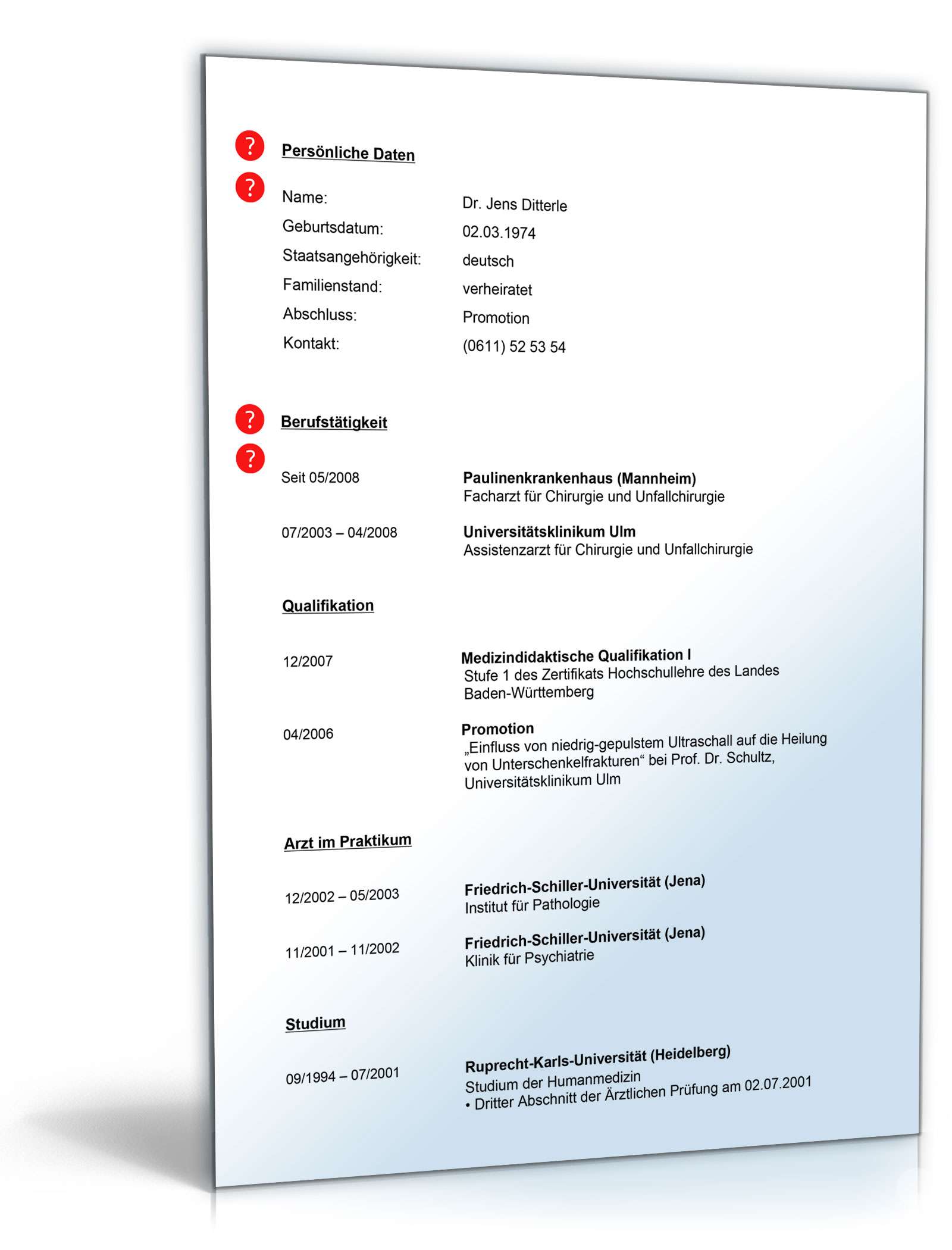 Lebenslauf Arzt PDF. Seite: 2