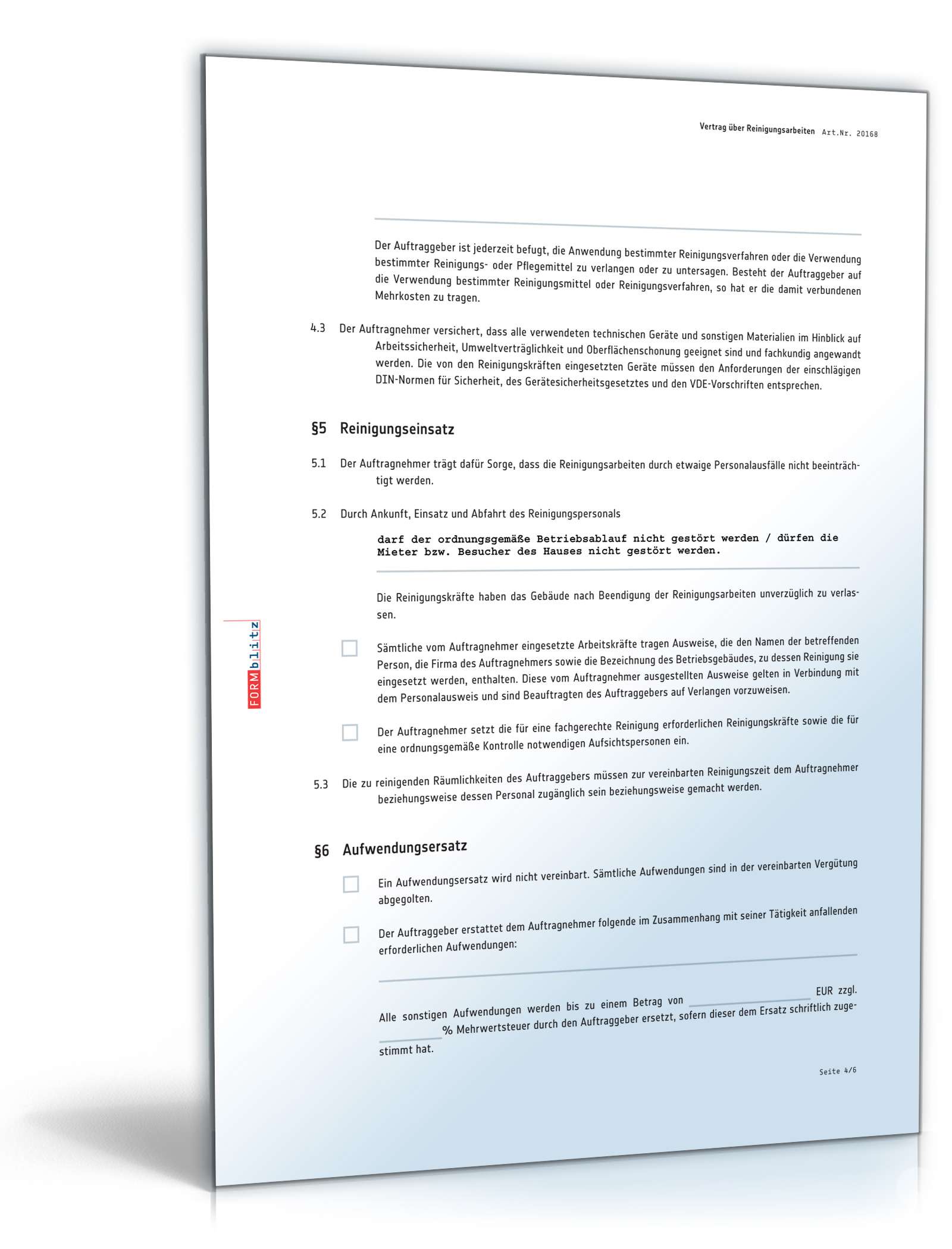 Reinigungsvertrag PDF. Seite: 4