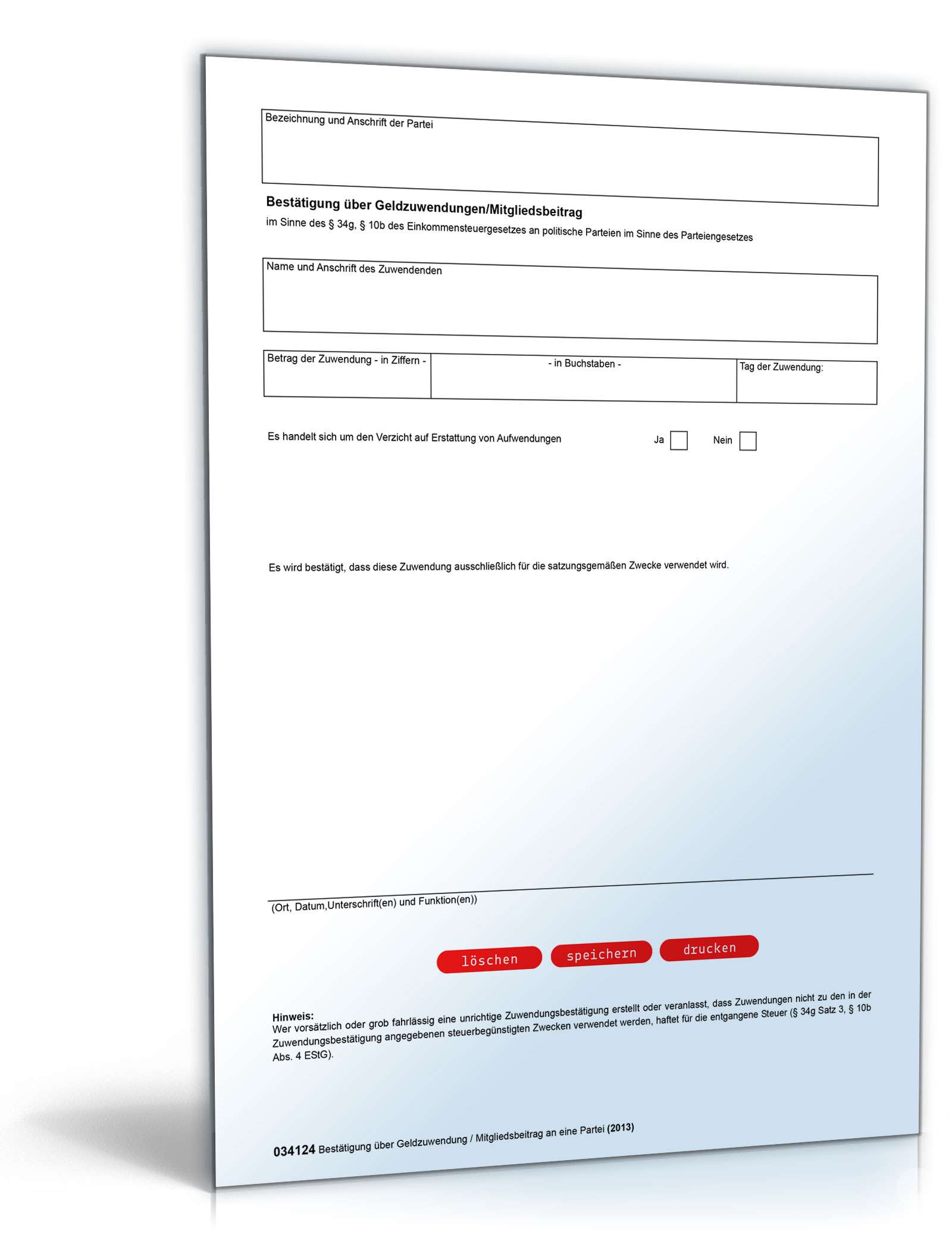 Spendenbescheinigung PDF