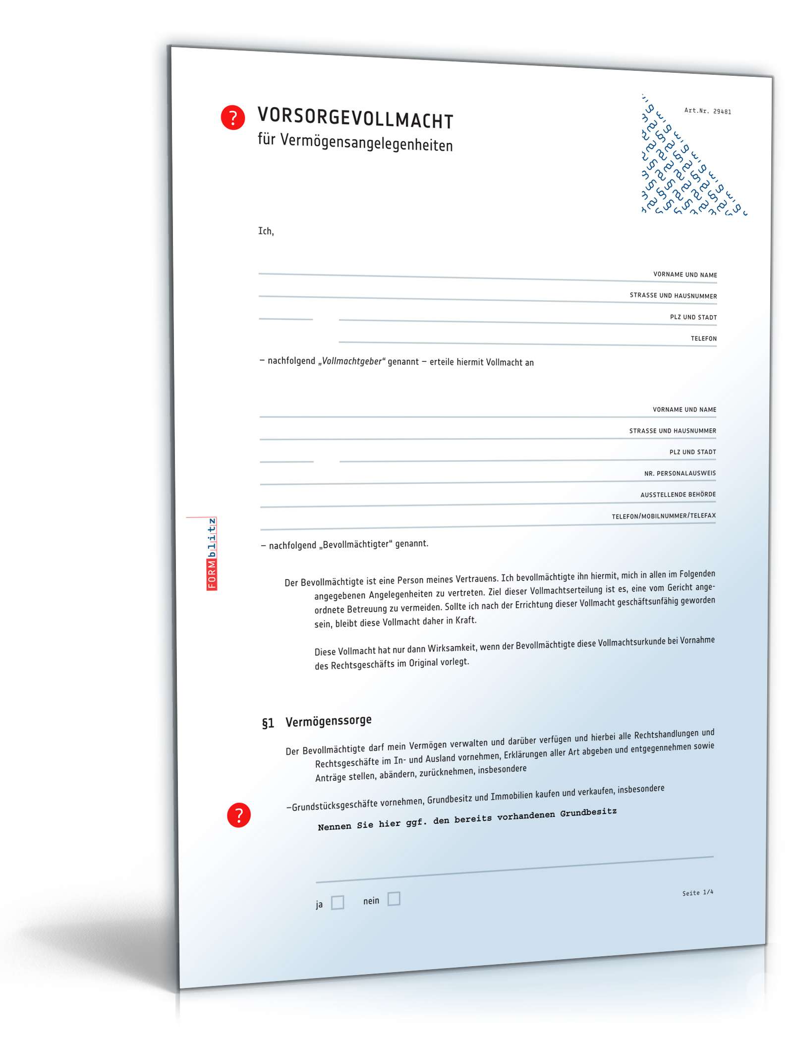 Vorsorgevollmacht Vermögensangelegenheiten PDF