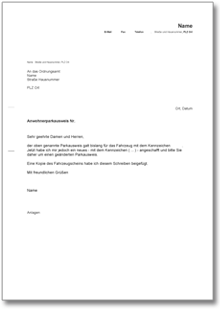 Änderung Parkausweis Word