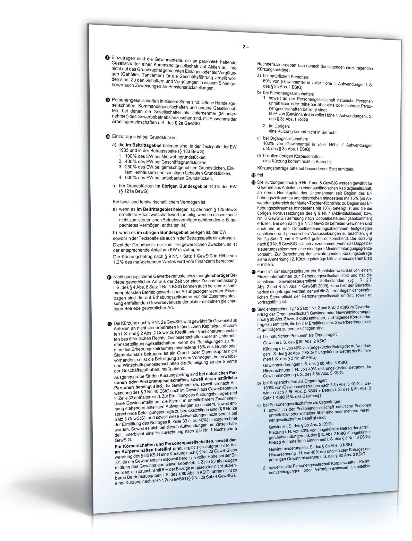 Anleitung zur Gewerbesteuererklärung 2012 PDF. Seite: 2