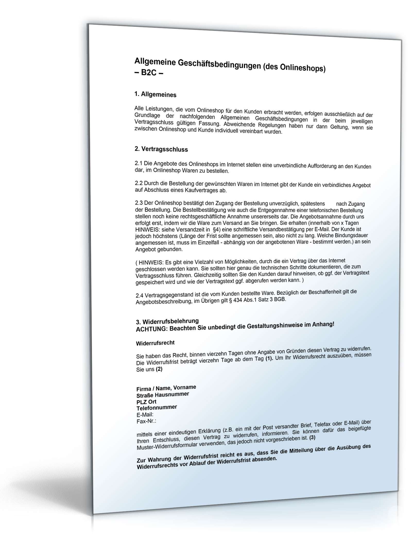 AGB Online-Shop (B2C) Word