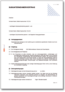 Subunternehmervertrag Word
