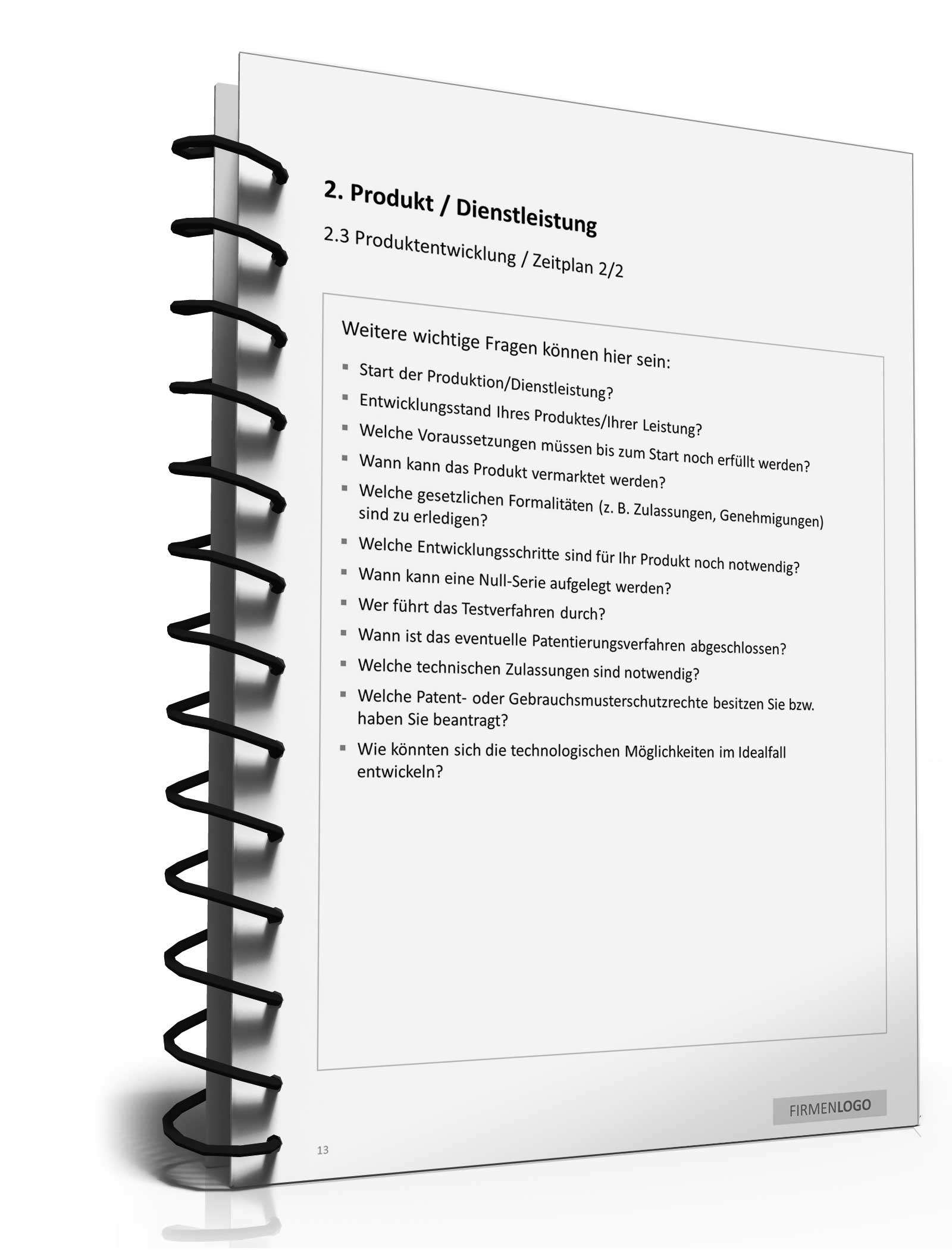 PowerPoint Präsentation Businessplan Powerpoint. Seite: 13