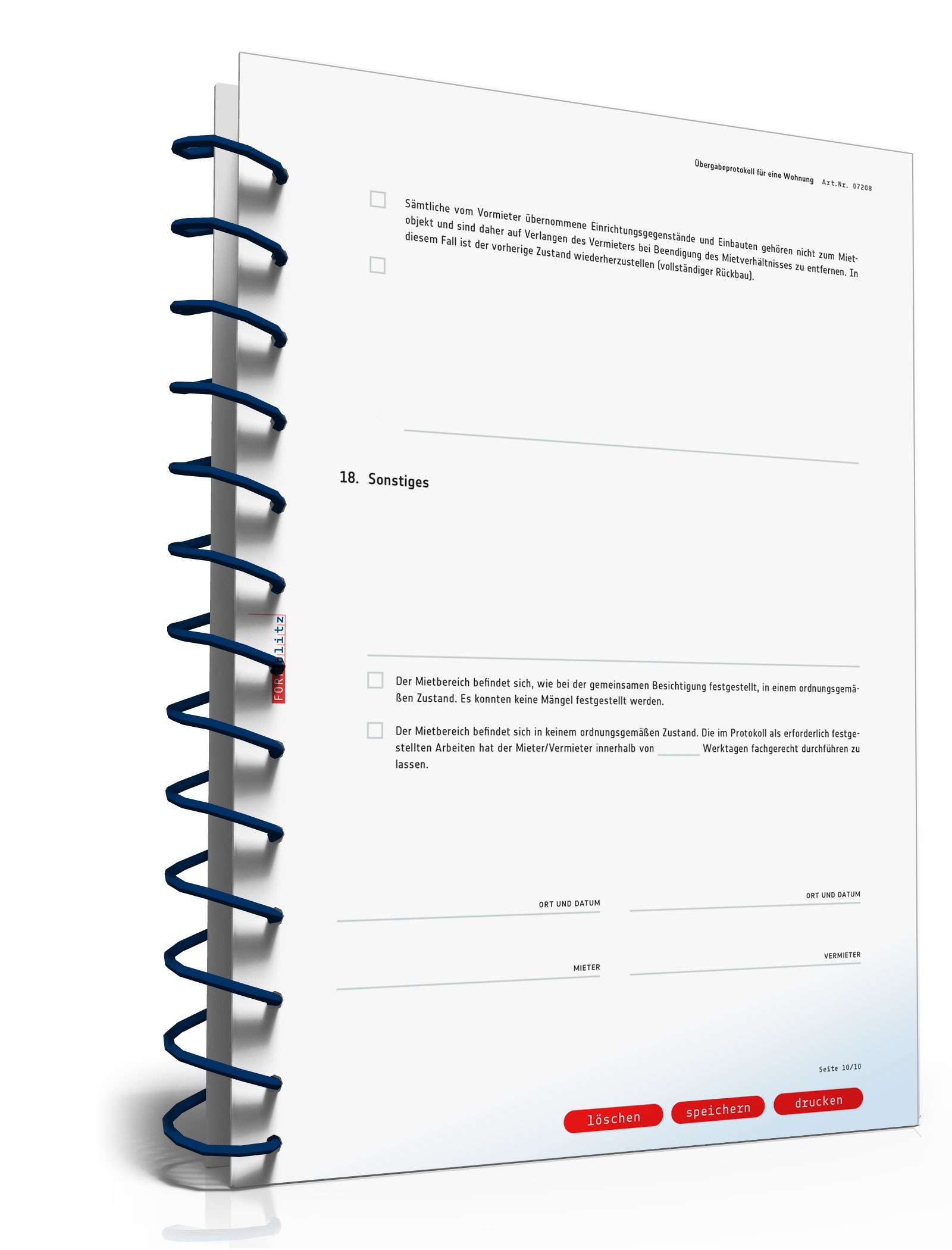 Übergabeprotokoll Wohnung PDF. Seite: 9