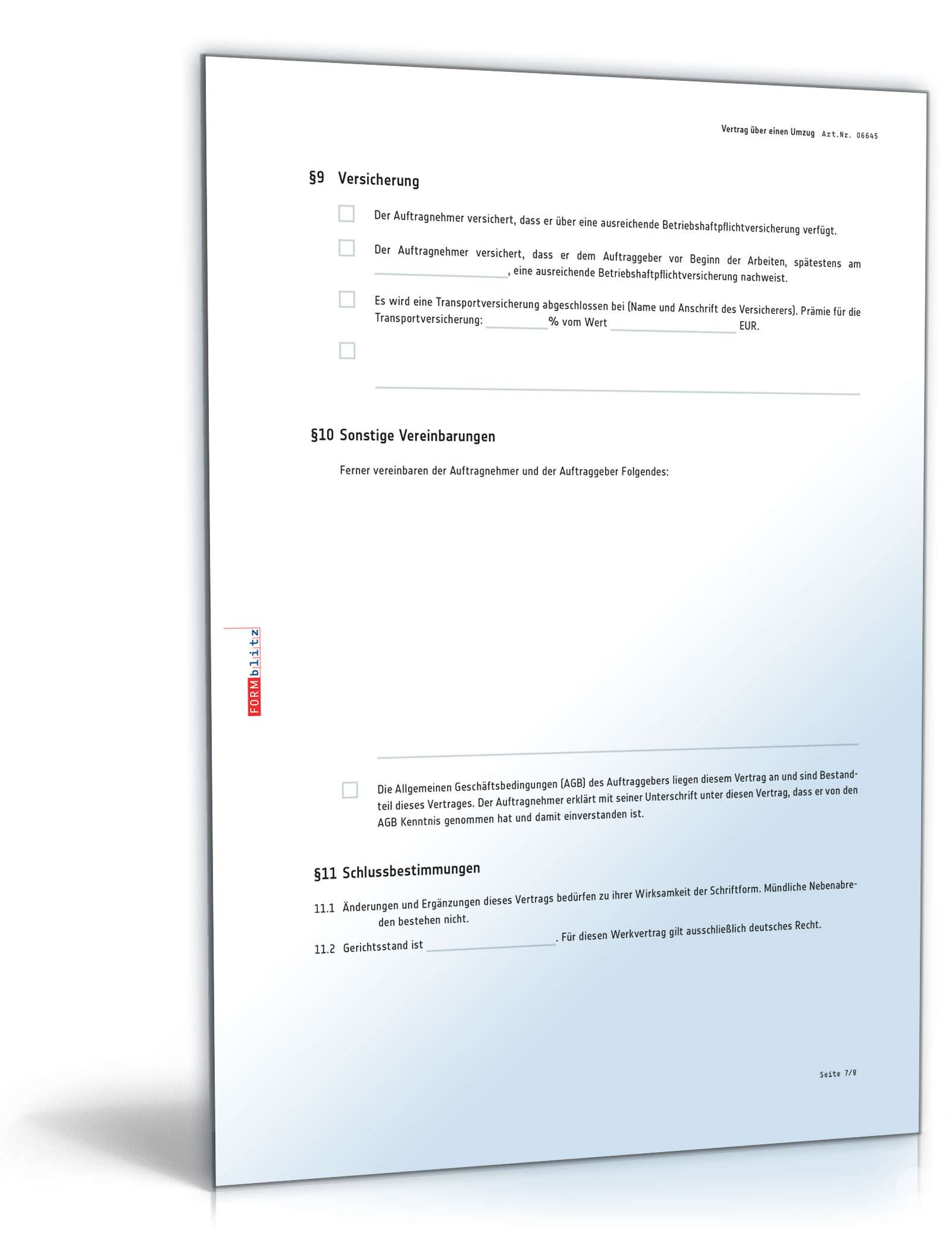 Umzugsvertrag PDF. Seite: 7