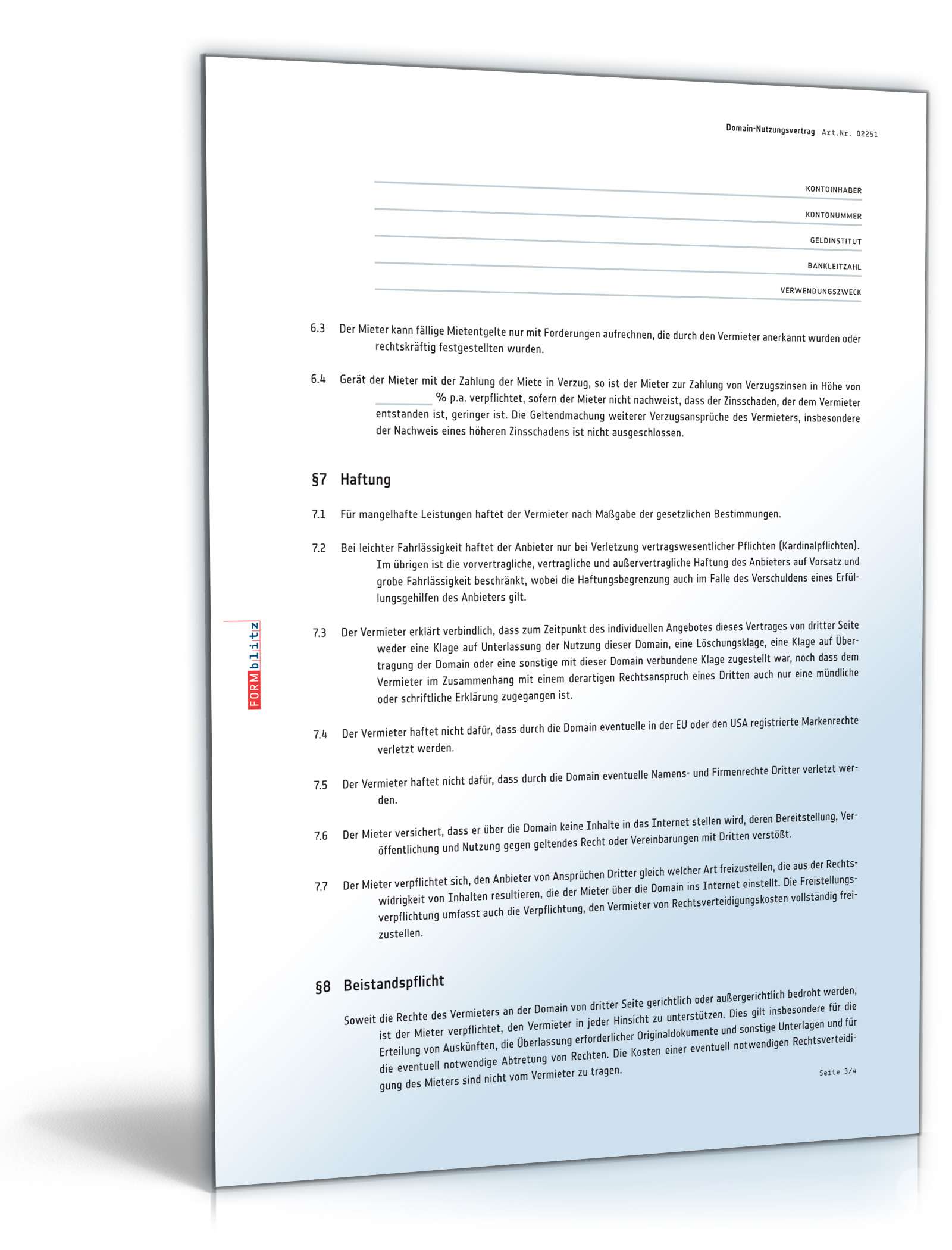 Domain-Nutzungsvertrag PDF. Seite: 3