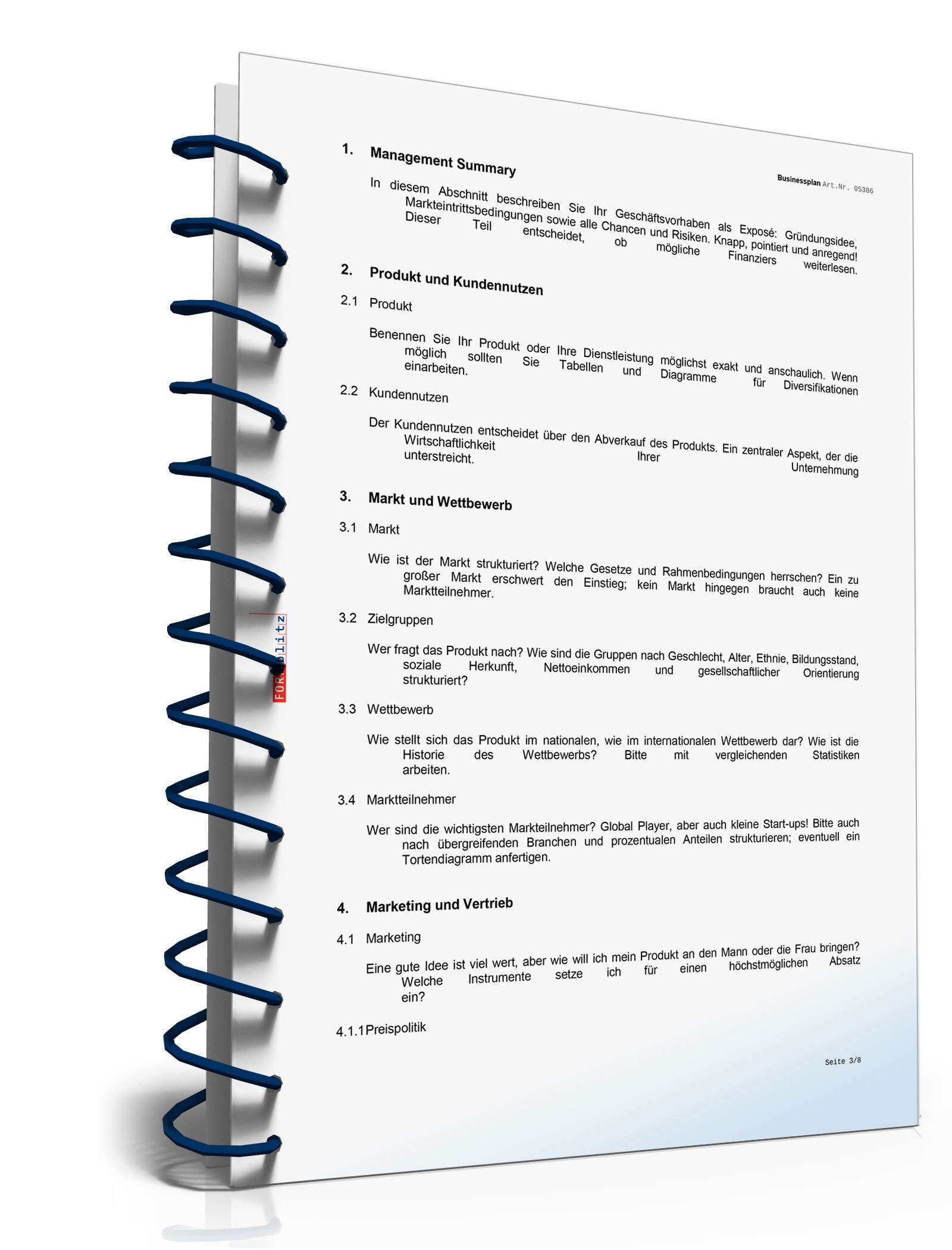 Businessplan und Ratgeber für eine Unternehmensgründung Excel. Seite: 7