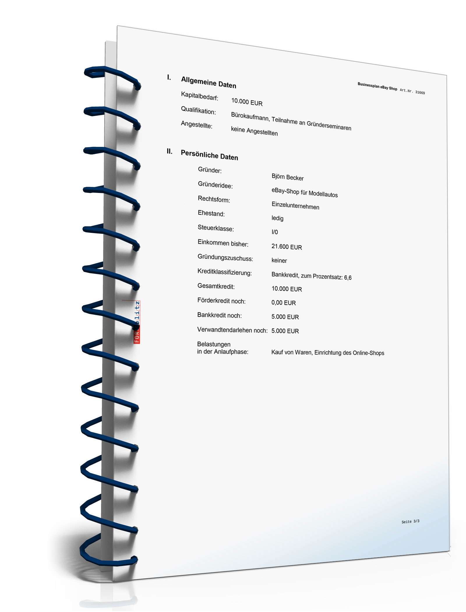 Businessplan eBay-Shop Excel. Seite: 7
