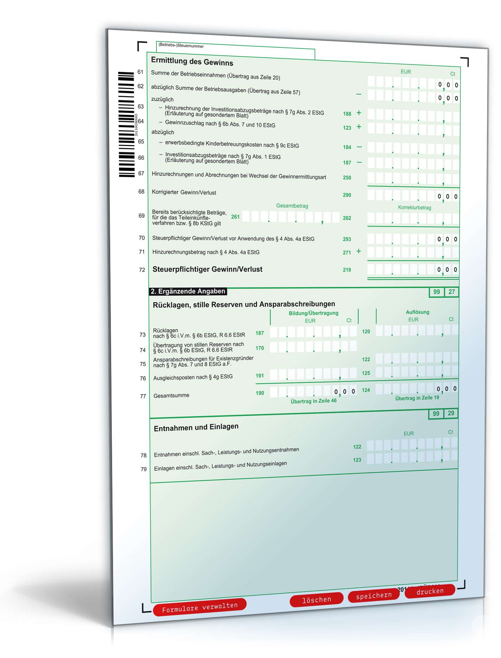 Anlage EÜR 2011 PDF. Seite: 3