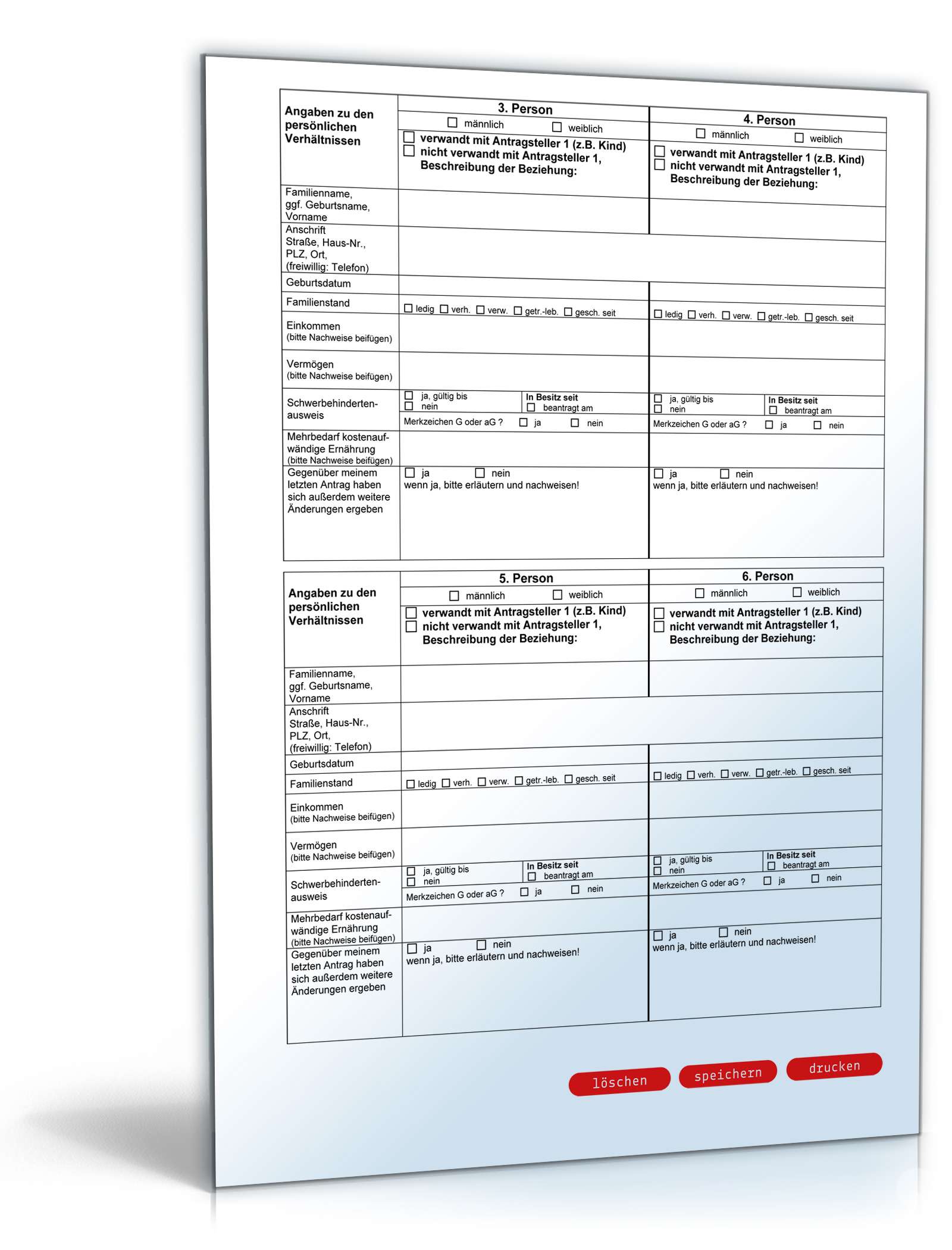 Antrag auf Weiterbewilligung Bürgergeld PDF. Seite: 2