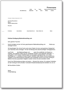 Fristlose Kündigung Makleralleinauftrag Word
