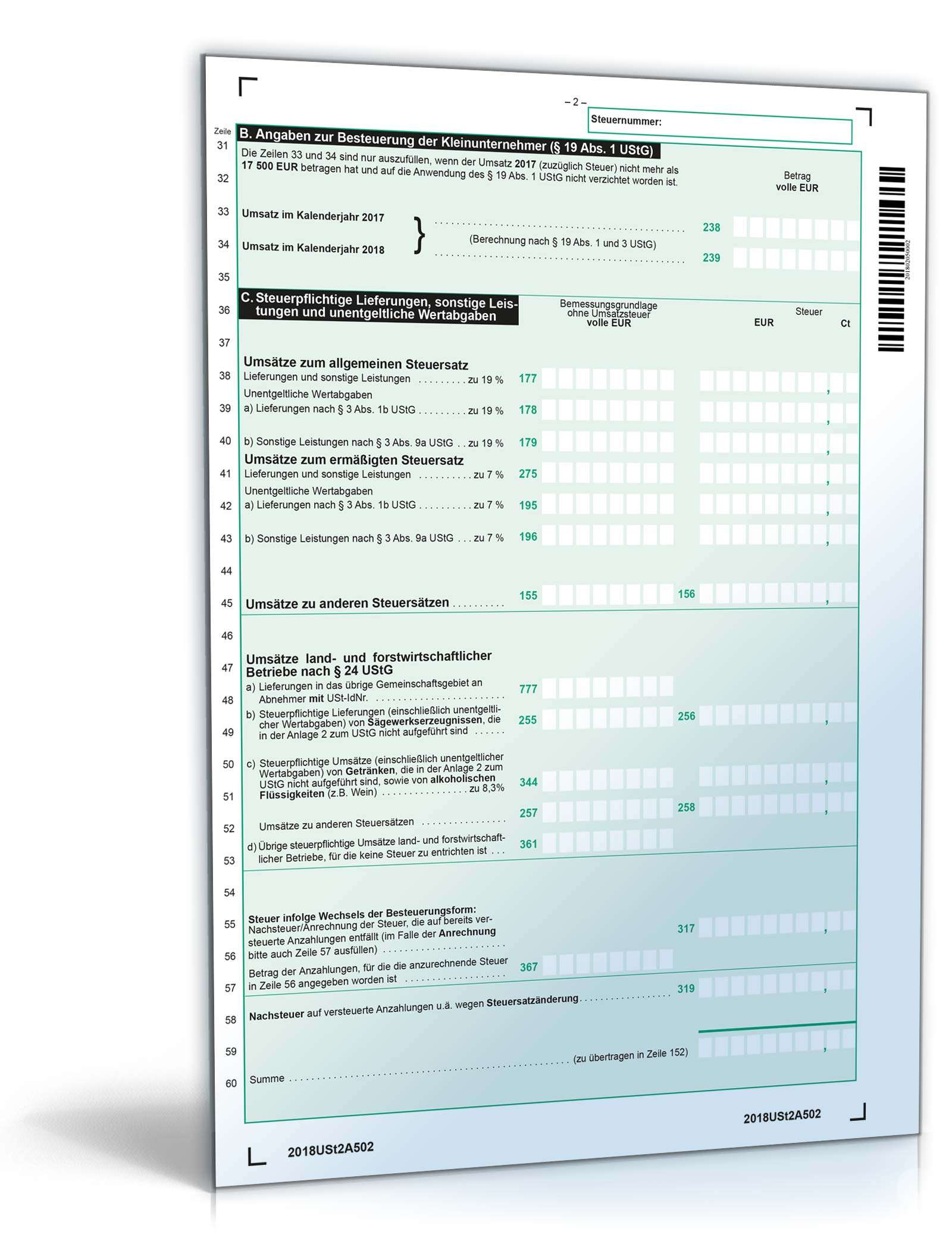 Umsatzsteuererklärung 2018 PDF. Seite: 2