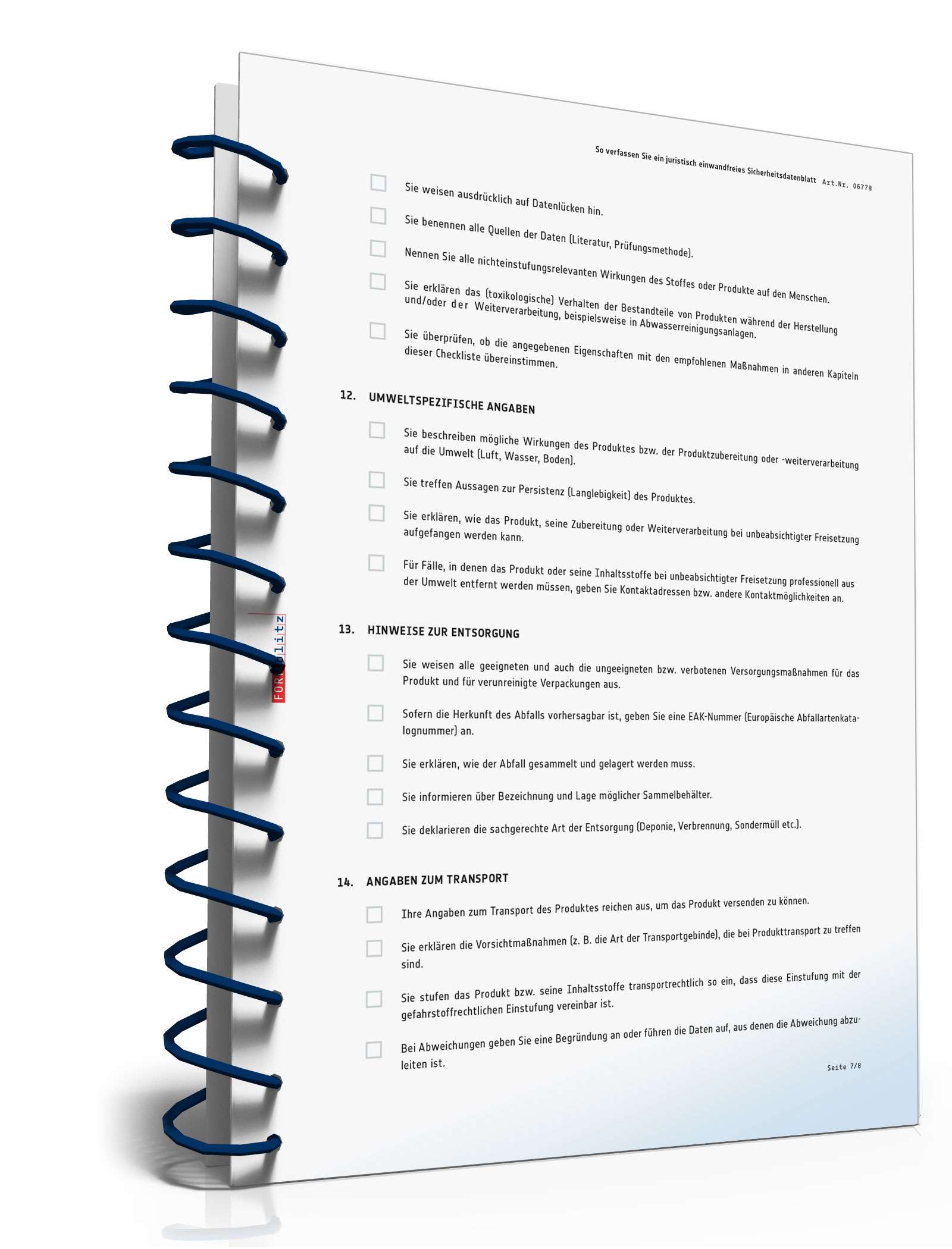 Checkliste Sicherheitsdatenblatt PDF. Seite: 8