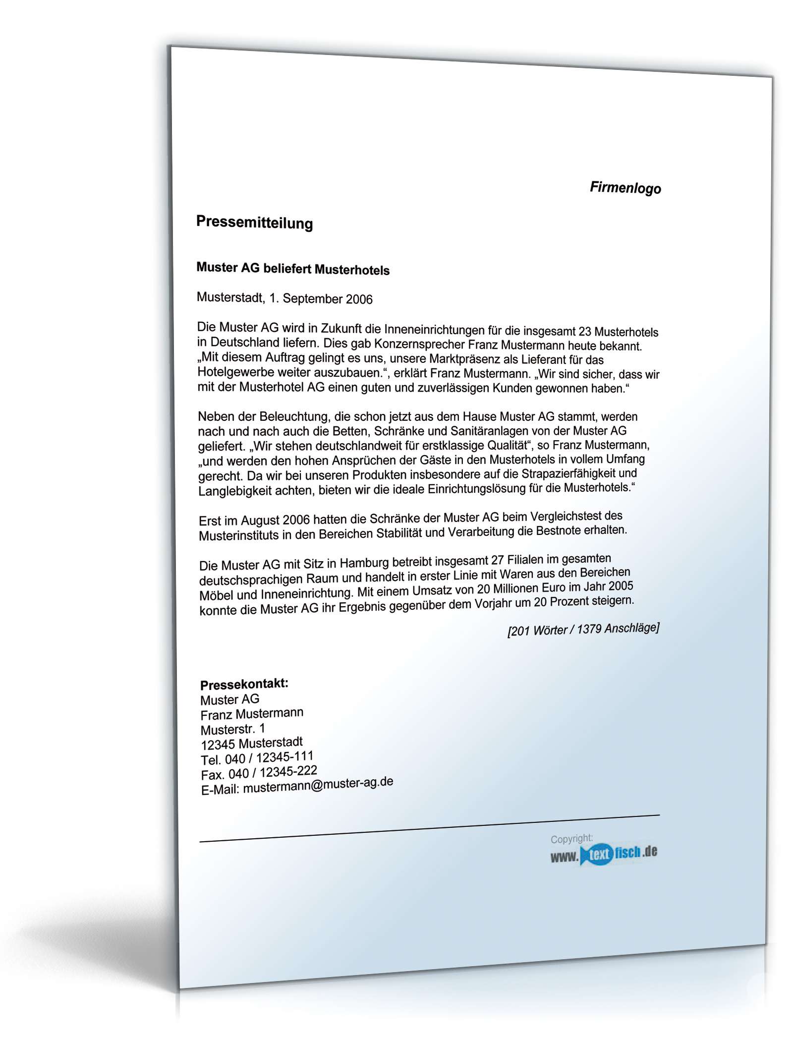 Pressemitteilung über die Gewinnung eines Neukunden