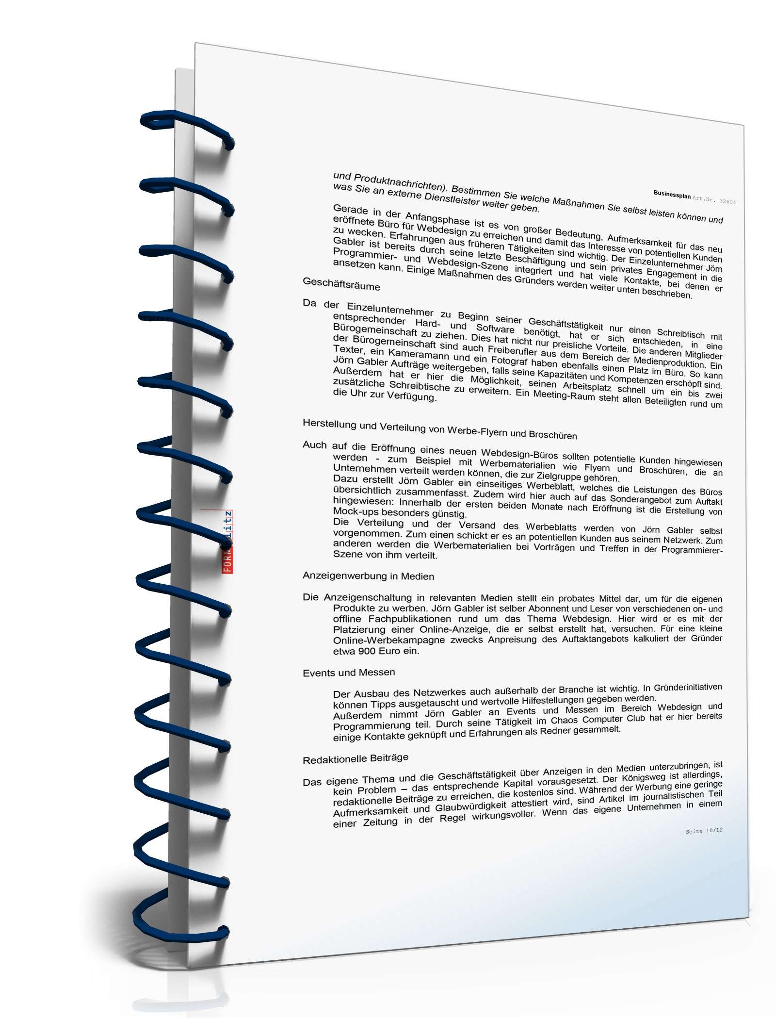 Businessplan Webdesign Excel. Seite: 10