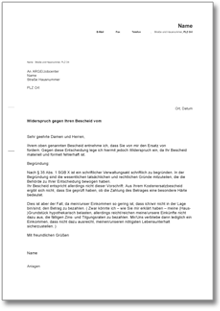 Widerspruch Rückzahlung ALG II besonderer Härtefall Word