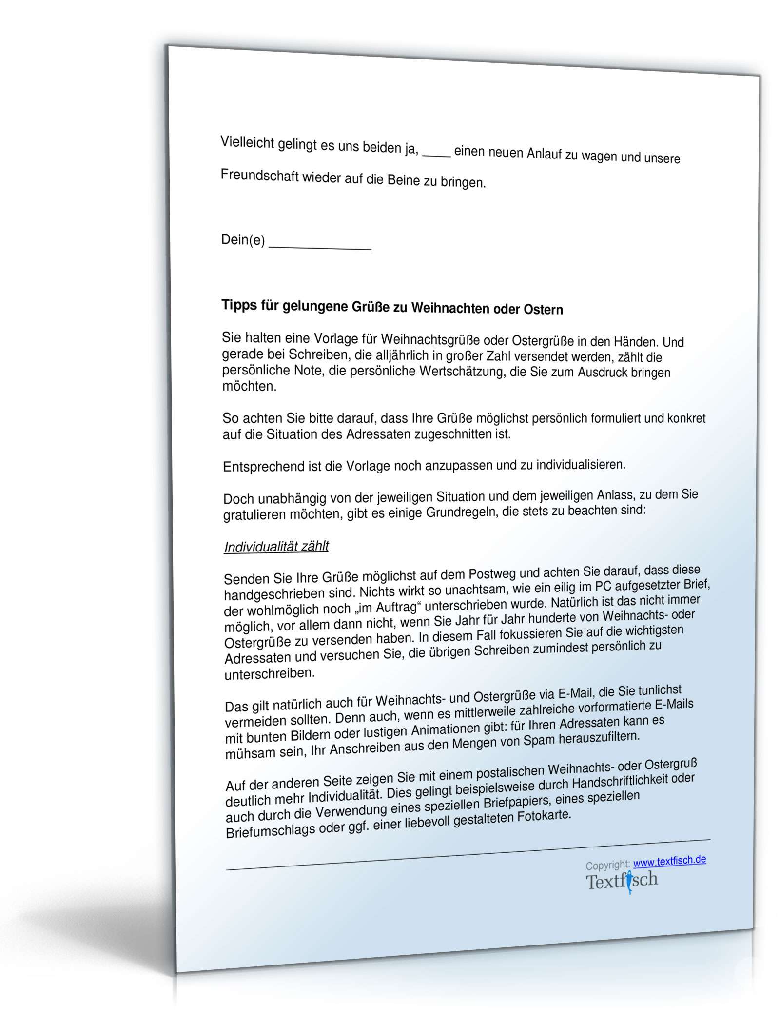 Weihnachtskarte Wiederaufnahme Freundschaft PDF. Seite: 3