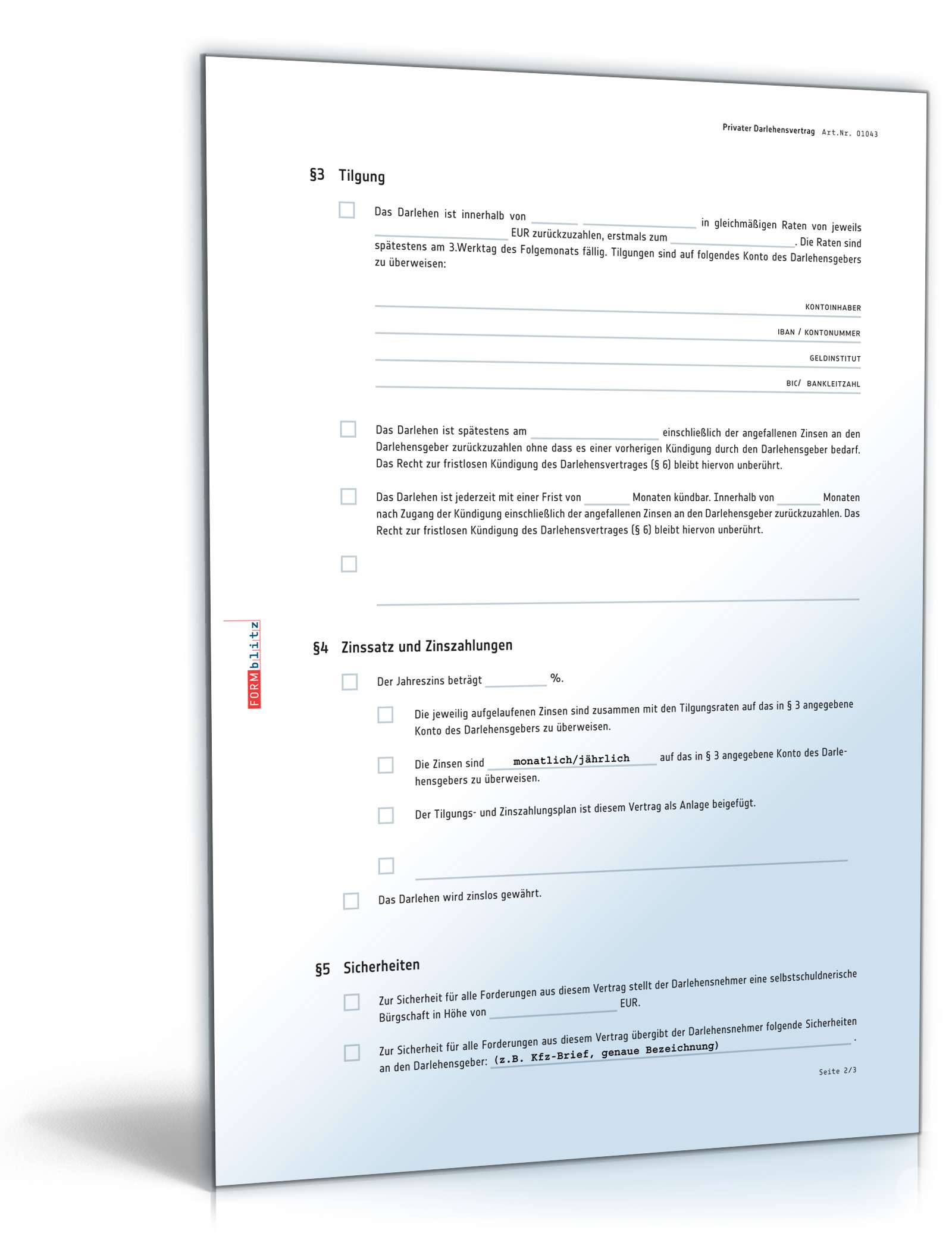 Privater Darlehensvertrag PDF. Seite: 2