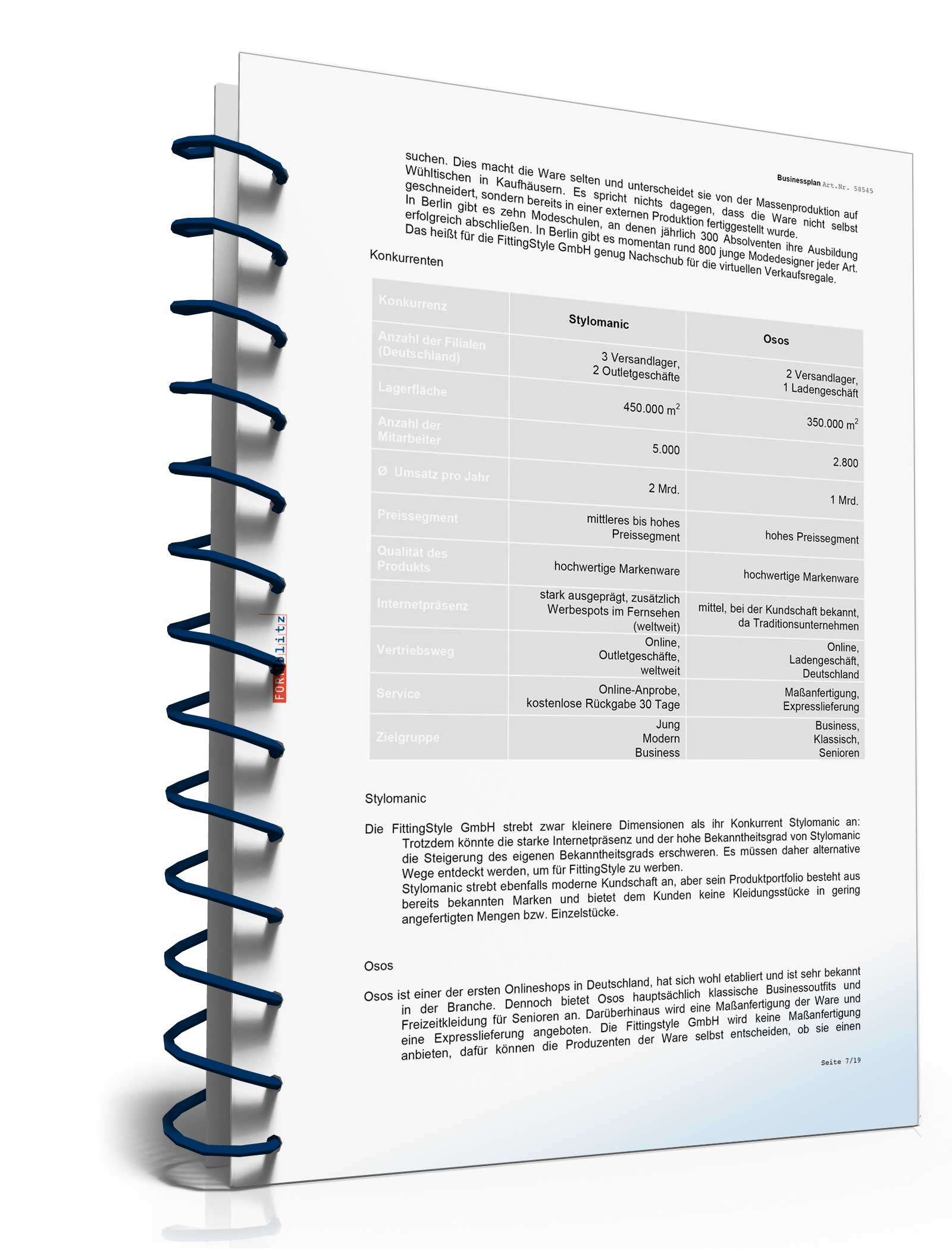 Businessplan Online-Shop für Mode Excel. Seite: 5