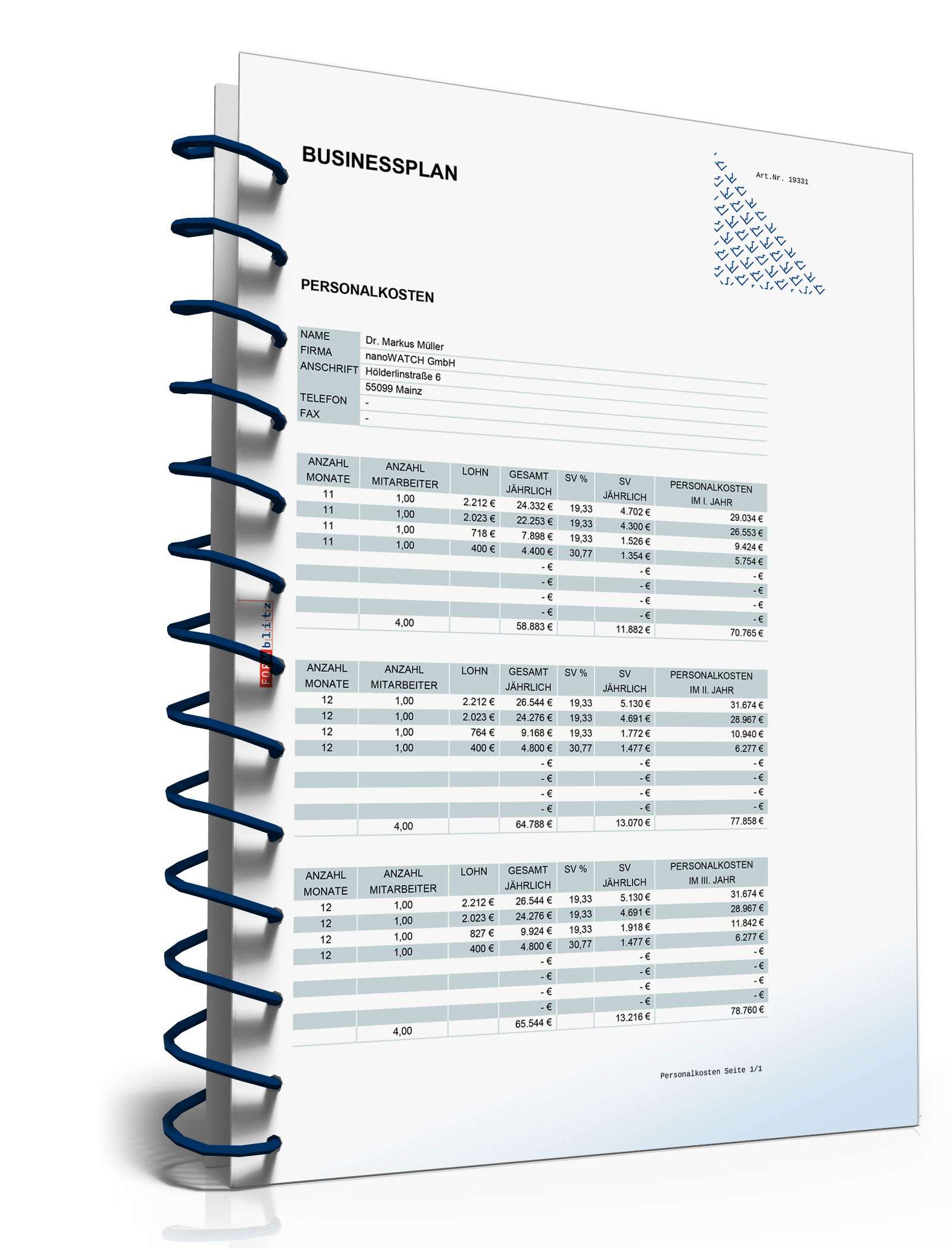 Businessplan Chemielabor/Chemieunternehmen Excel. Seite: 31
