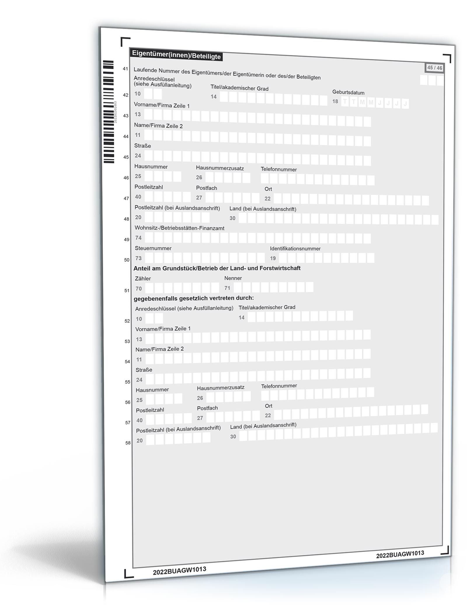 Grundsteuererklärung Formular Excel. Seite: 3
