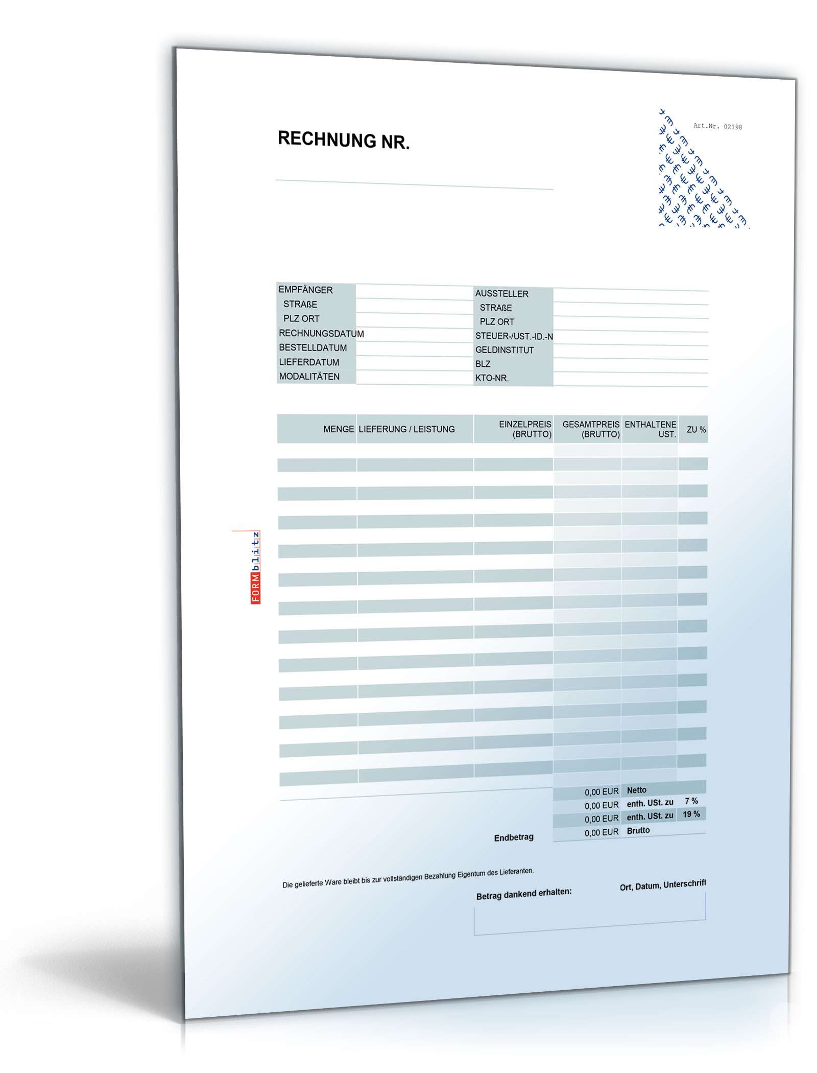8 verschiedene Rechnungsvorlagen als Excel-Tabelle Excel. Seite: 3
