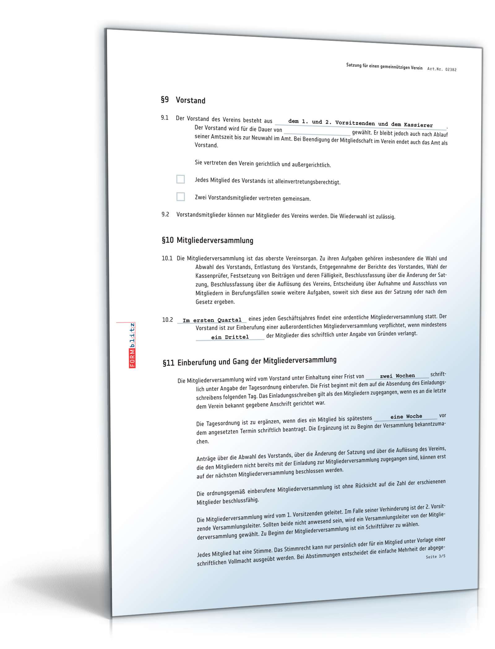 Satzung gemeinnütziger Verein PDF. Seite: 3