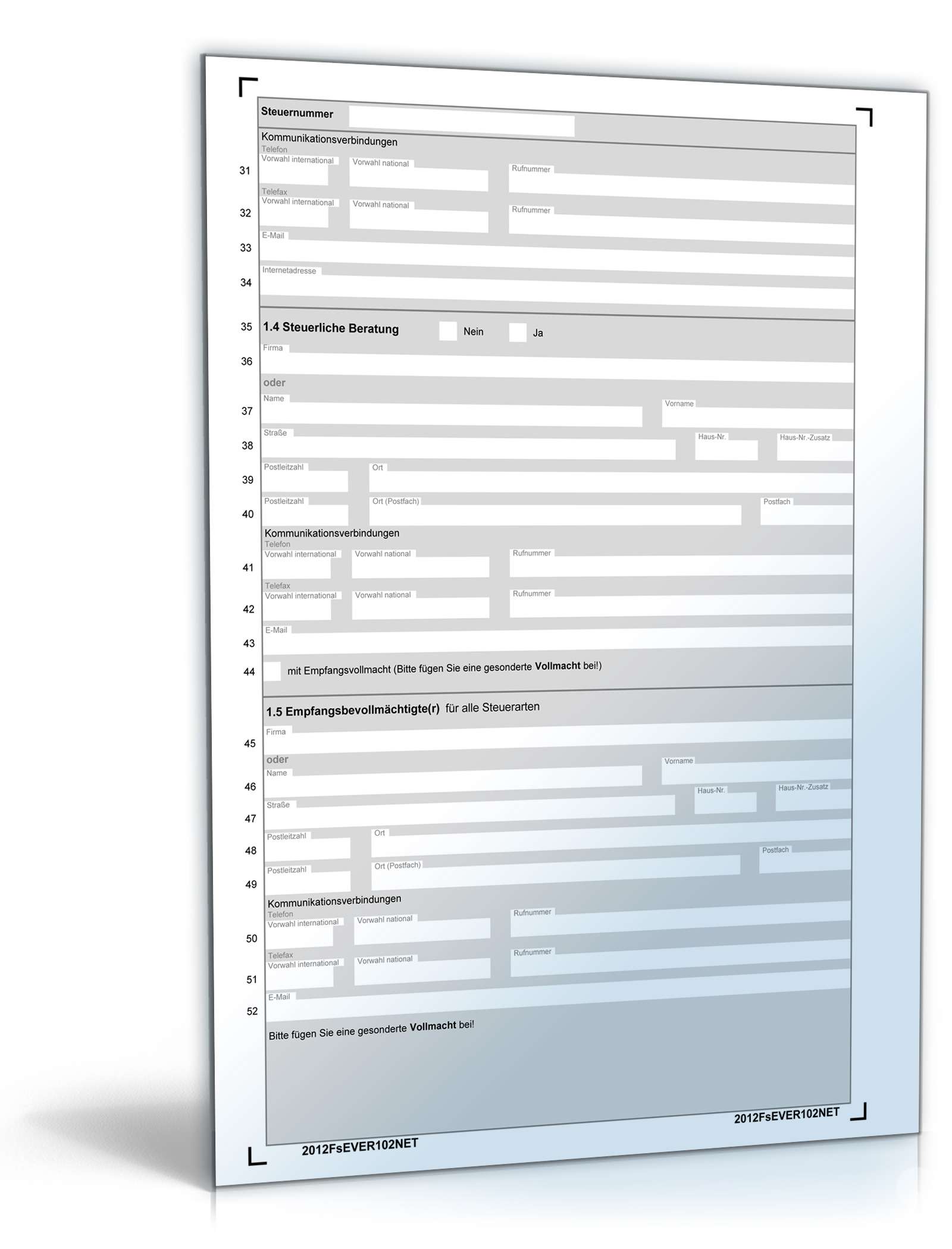 Fragebogen zur steuerlichen Erfassung bei Gründung eines Vereins PDF. Seite: 2