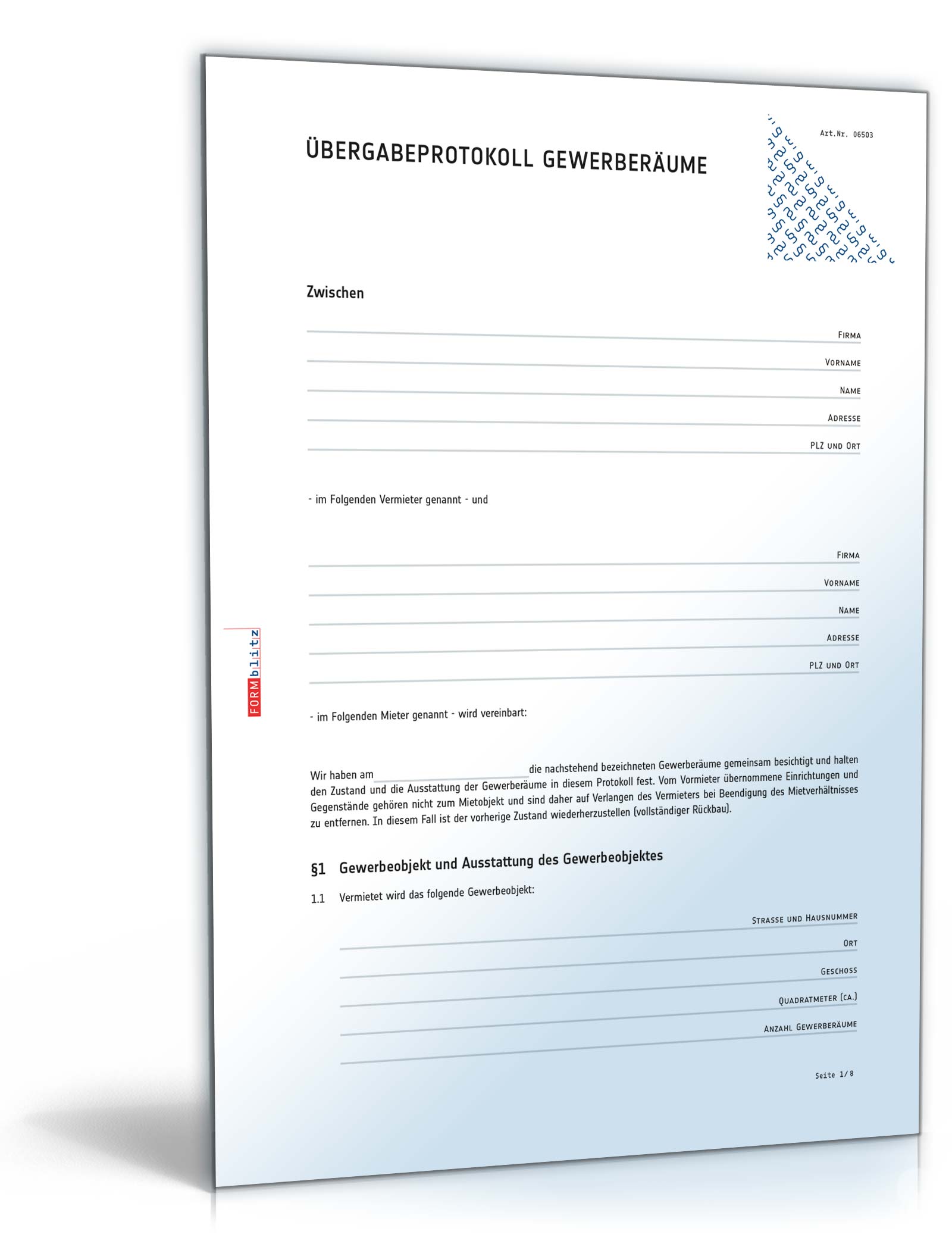 Übergabeprotokoll Gewerberäume PDF