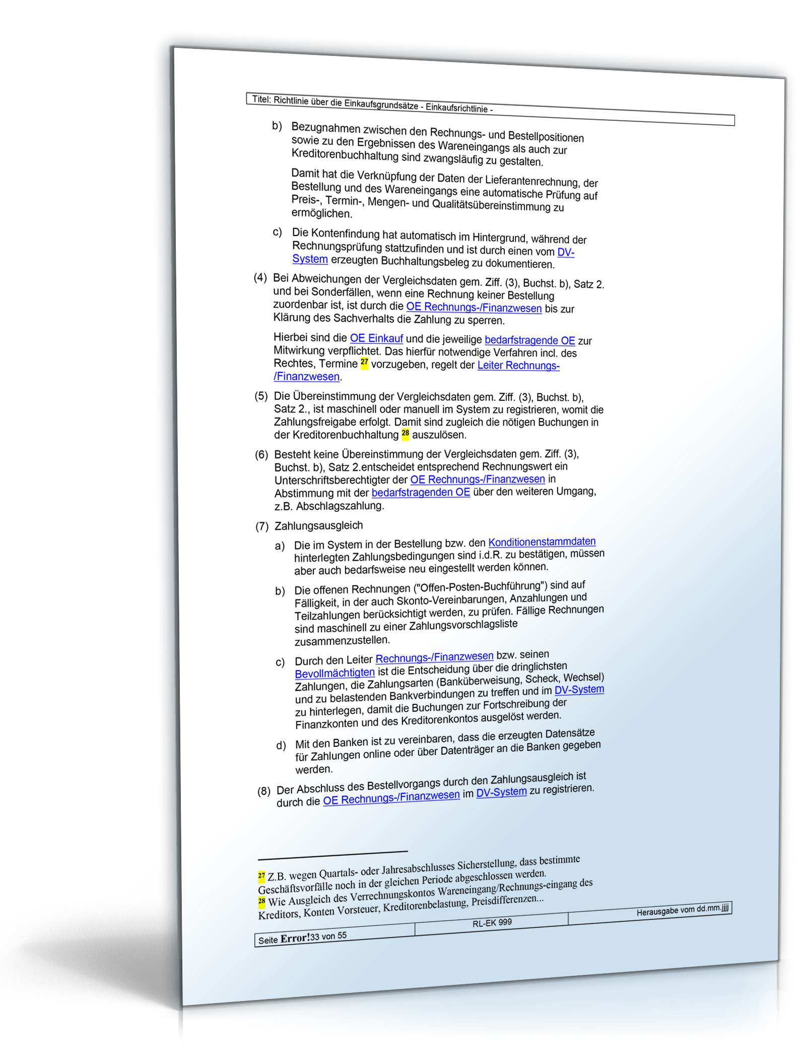 Richtlinien über die Einkaufsgrundsätze Word. Seite: 33