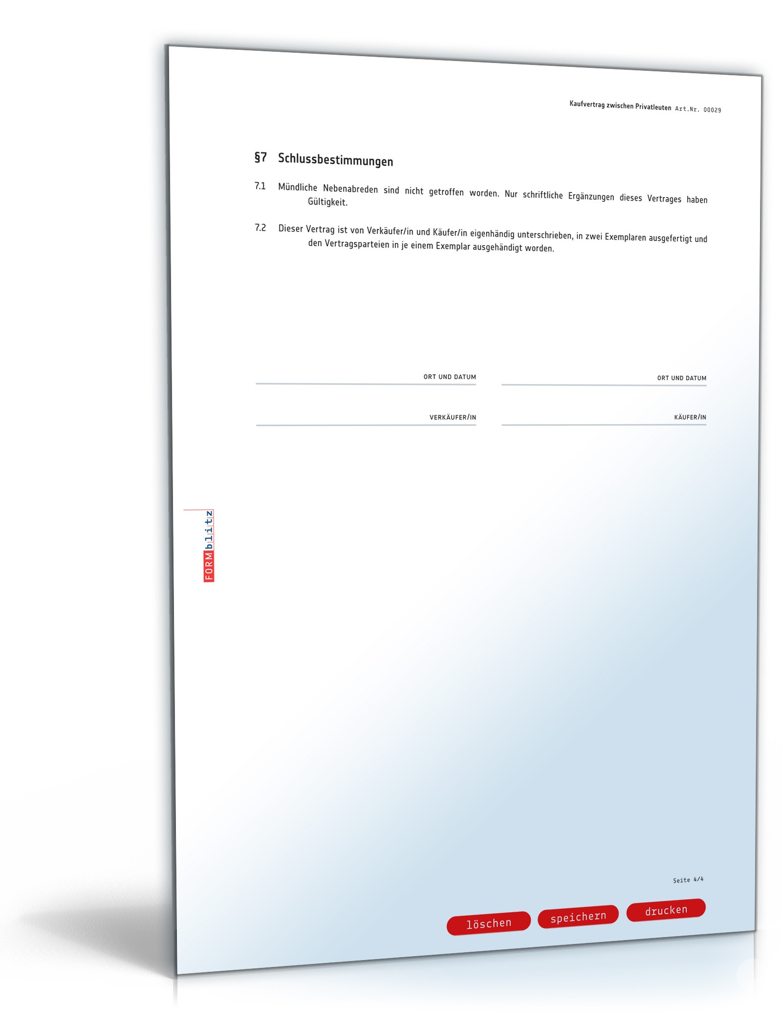 Kaufvertrag zwischen Privatleuten PDF. Seite: 4