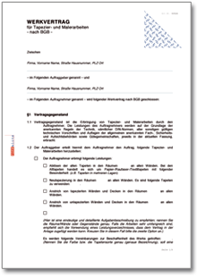 Werkvertrag Tapezier- und Malerarbeiten Word