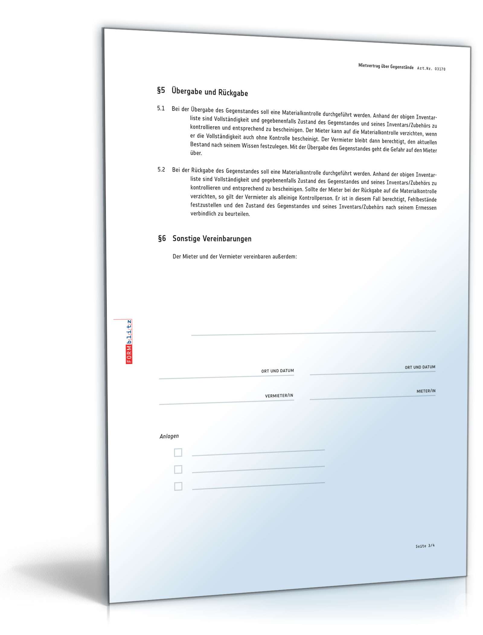 Mietvertrag Gegenstand PDF. Seite: 3