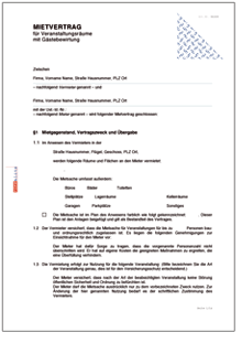 Mietvertrag Veranstaltungsraum Word