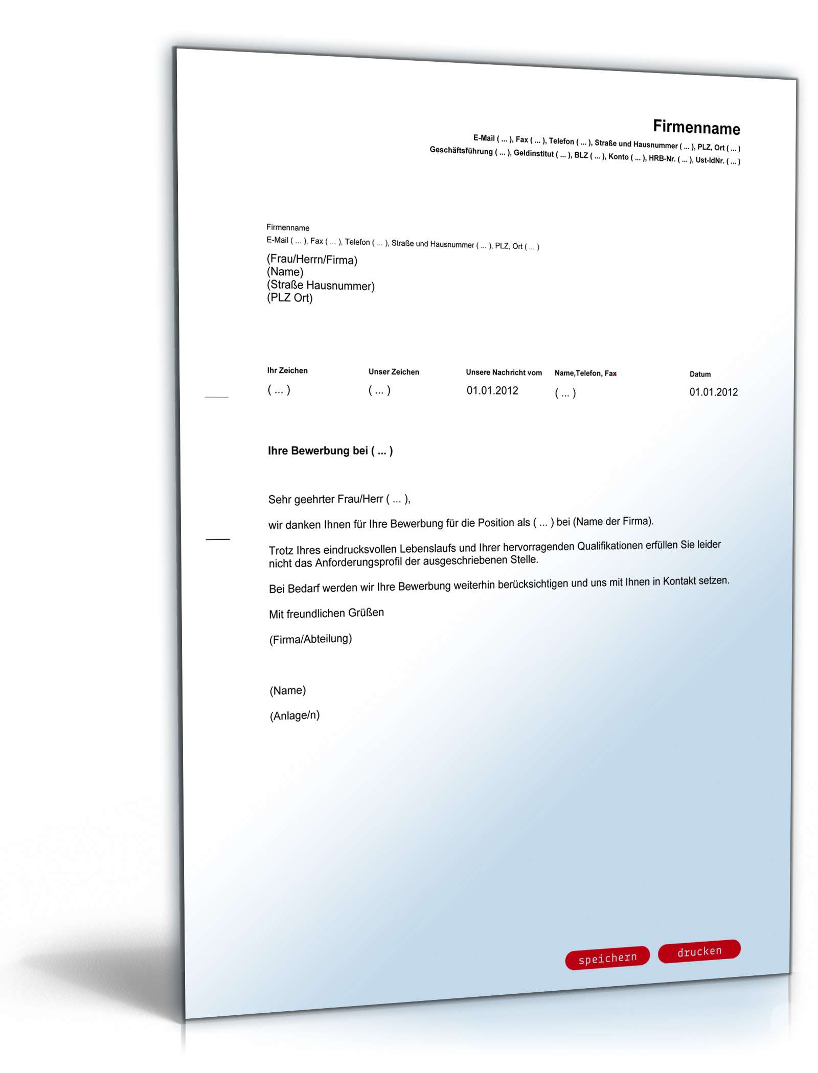 Absage Bewerber ohne Vorstellungsgespräch PDF