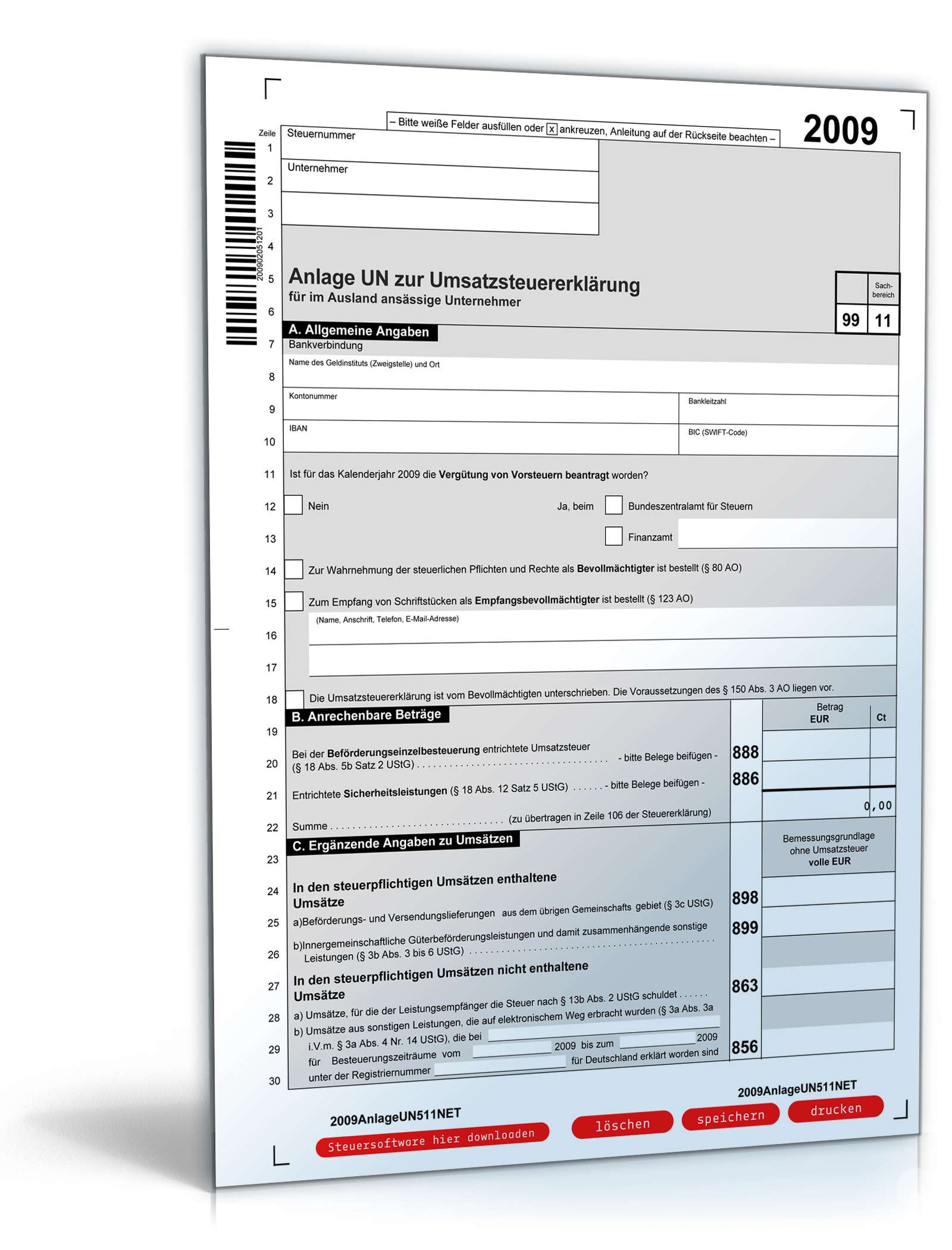 Umsatzsteuererklärung 2009 mit Anlage UR und UN PDF. Seite: 7