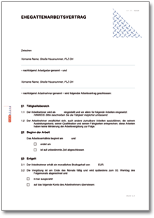 Ehegatten-Arbeitsvertrag Word