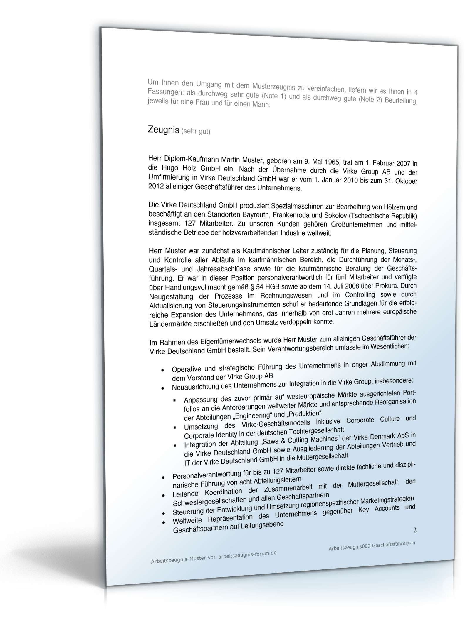 Arbeitszeugnis Geschäftsführer  PDF. Seite: 2