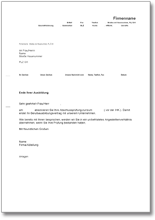 Übernahme Auszubildenden Angestelltenverhältnis  Word