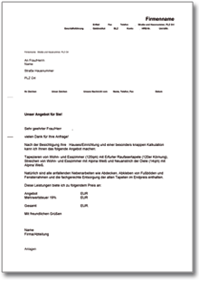 Angebot einer Handwerkerleistung Word