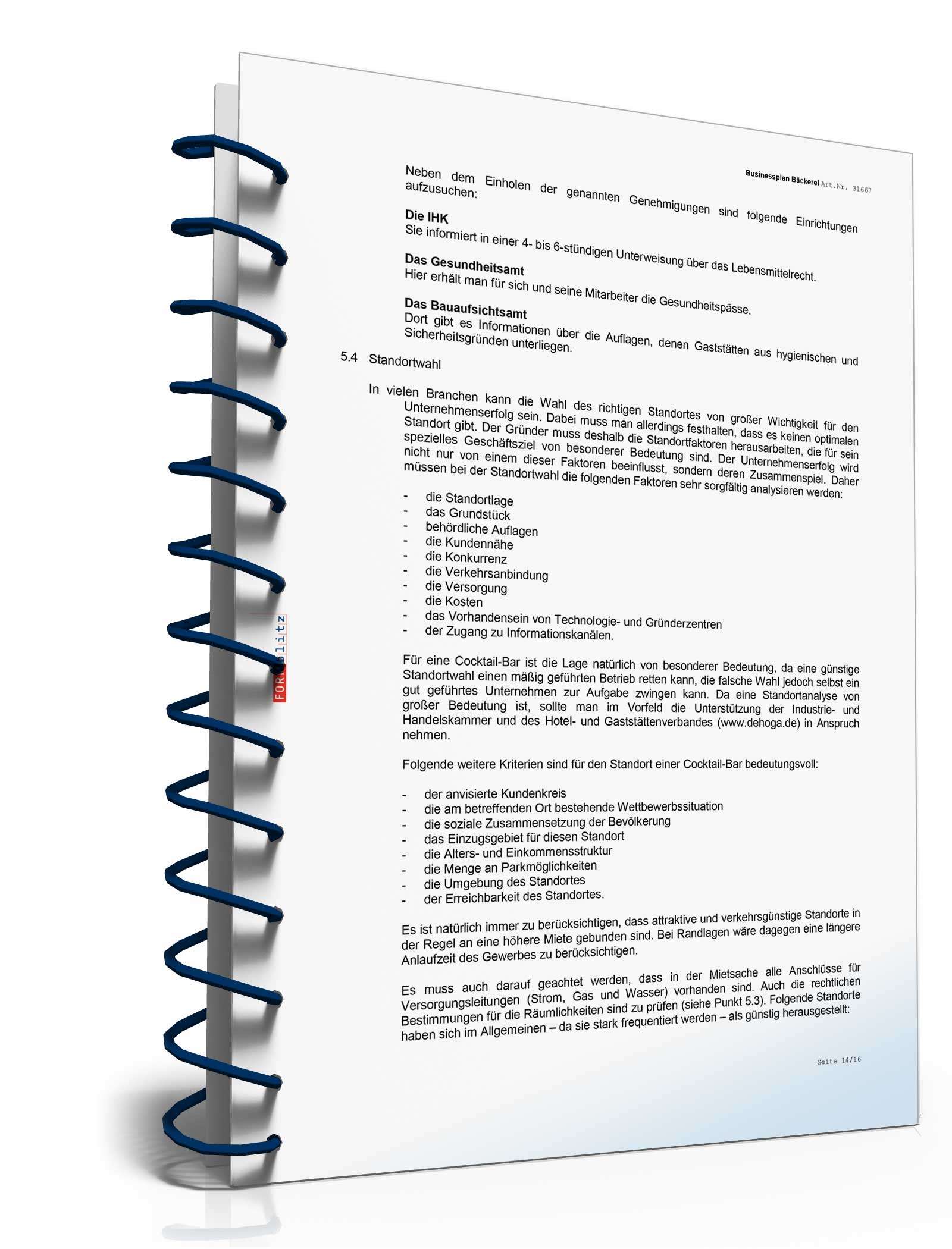 Businessplan Cocktailbar Excel. Seite: 14