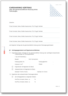 Carsharing Vertrag Word